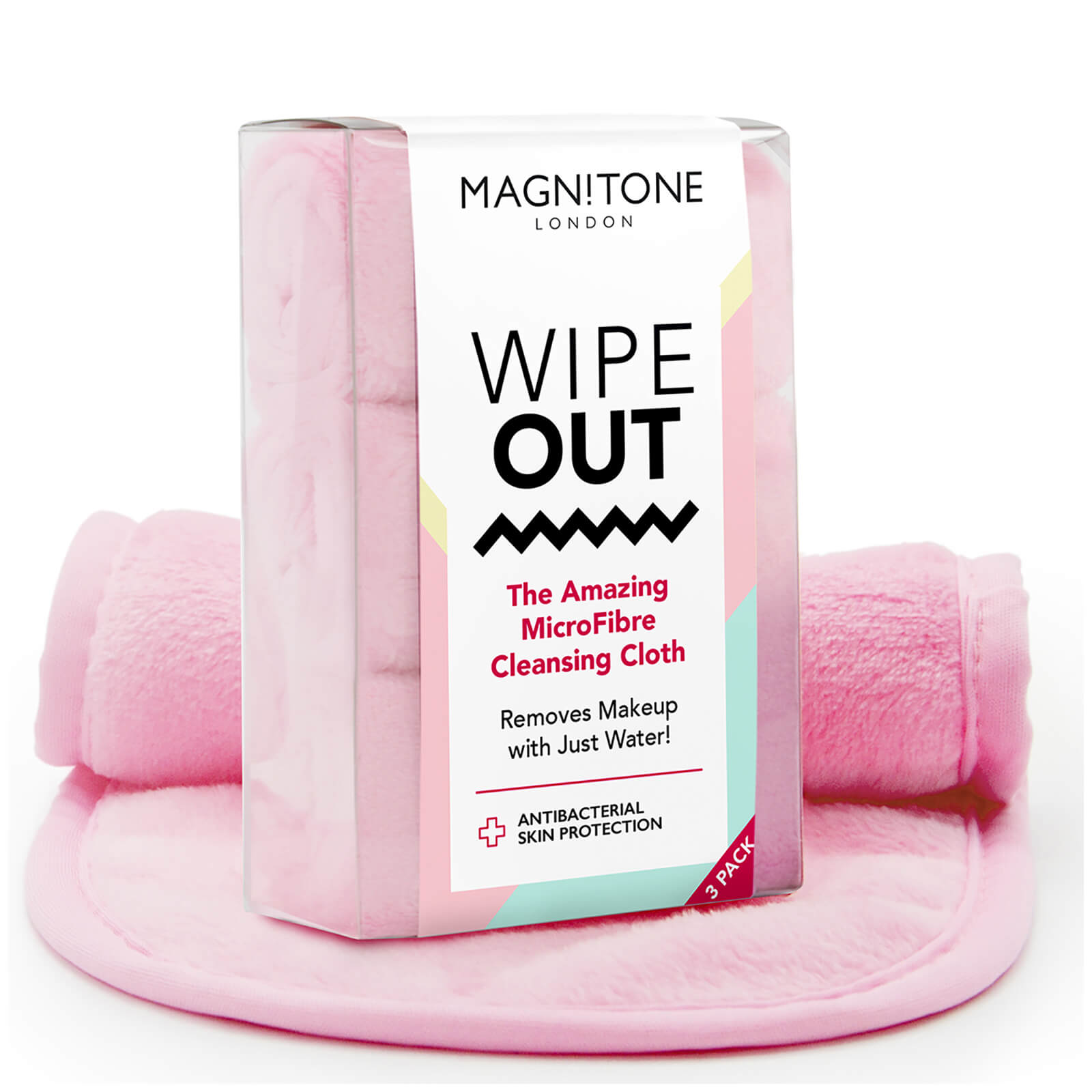 Magnitone London WipeOut! MicroFibre Cleansing Cloth with Antibacterial Protection - Pink (Pack of 3)