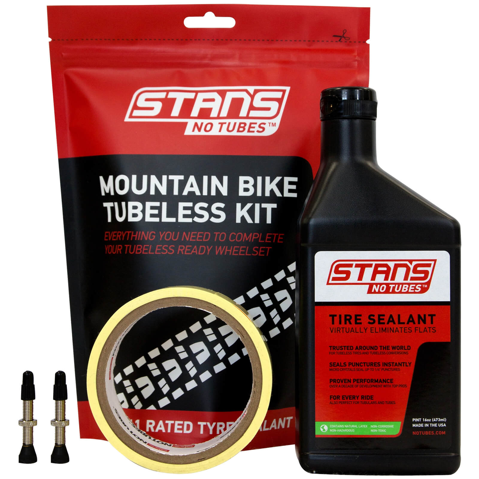 Stans NoTubes MTB Tubeless Kit - 44mm Valve - 21mm Tape