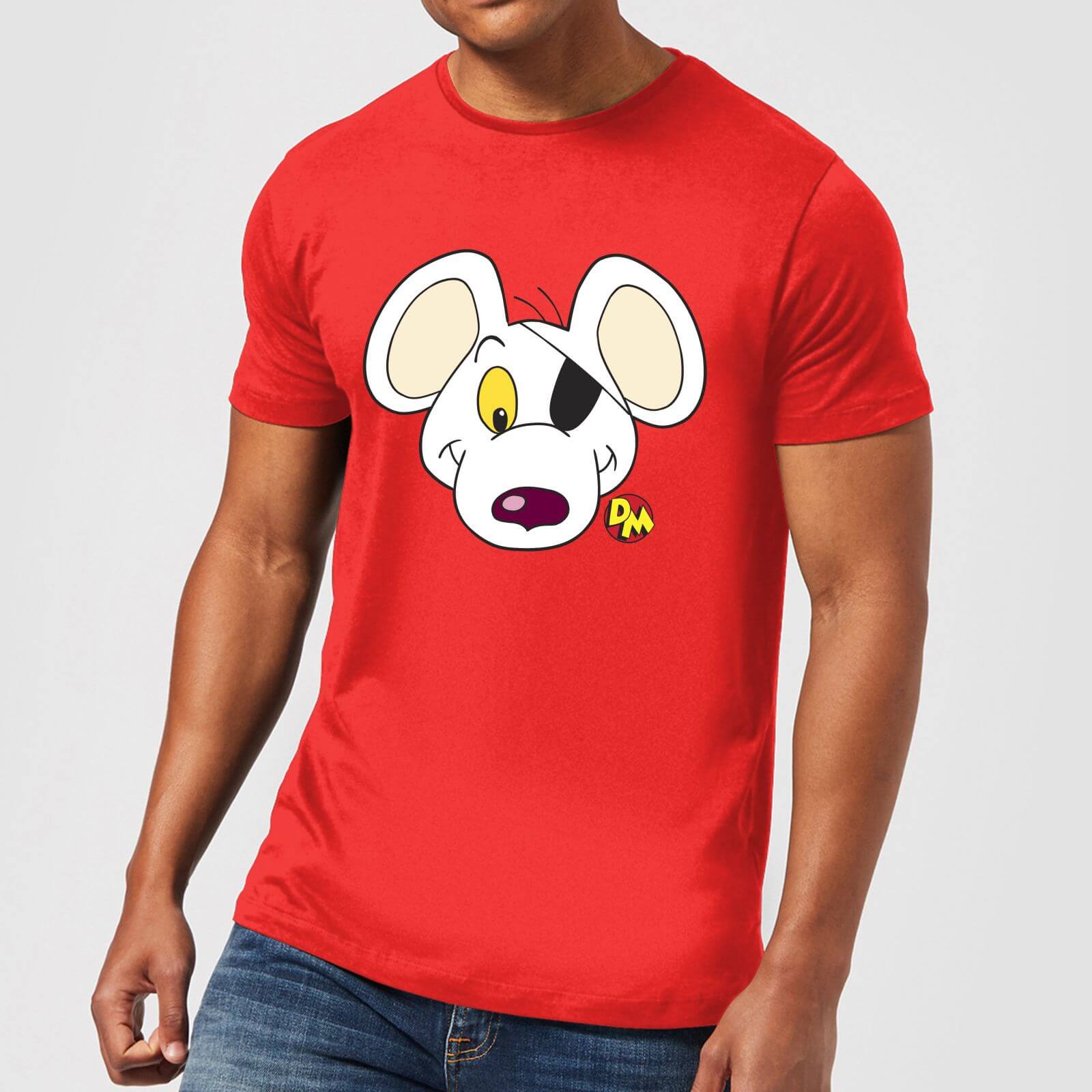 Danger Mouse Face & Logo Herren T-Shirt - Rot - L - Rot