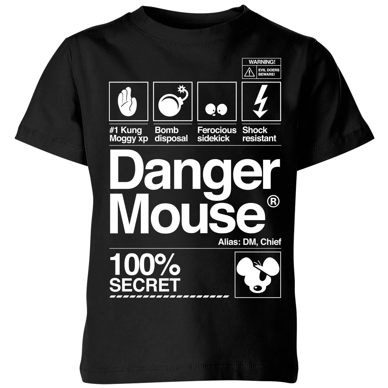 Danger Mouse 100% Secret Kids' T-Shirt - Black - 7-8 ans - Noir