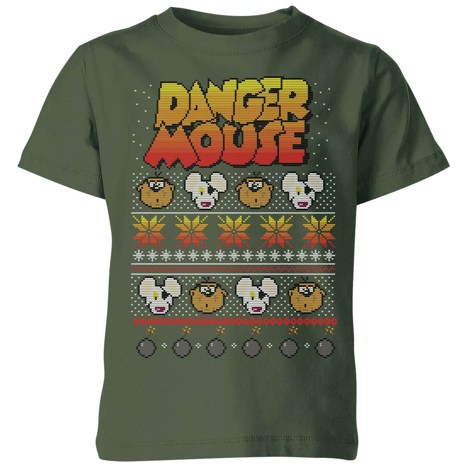Danger Mouse Pattern Knit Kids' T-Shirt - Forest Green - 7-8 ans - Forest Green