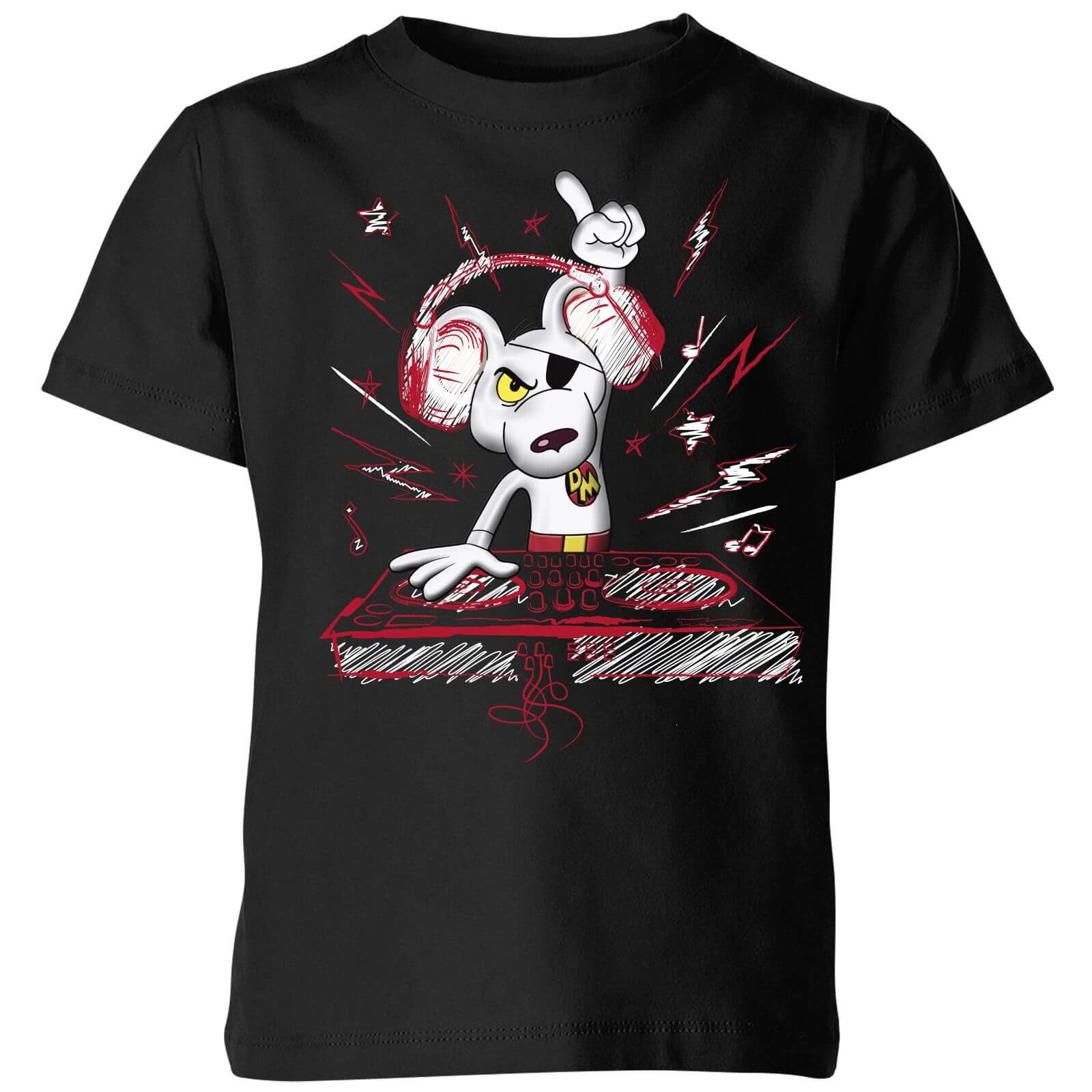 Danger Mouse DJ Kids' T-Shirt - Black - 5-6 ans - Noir