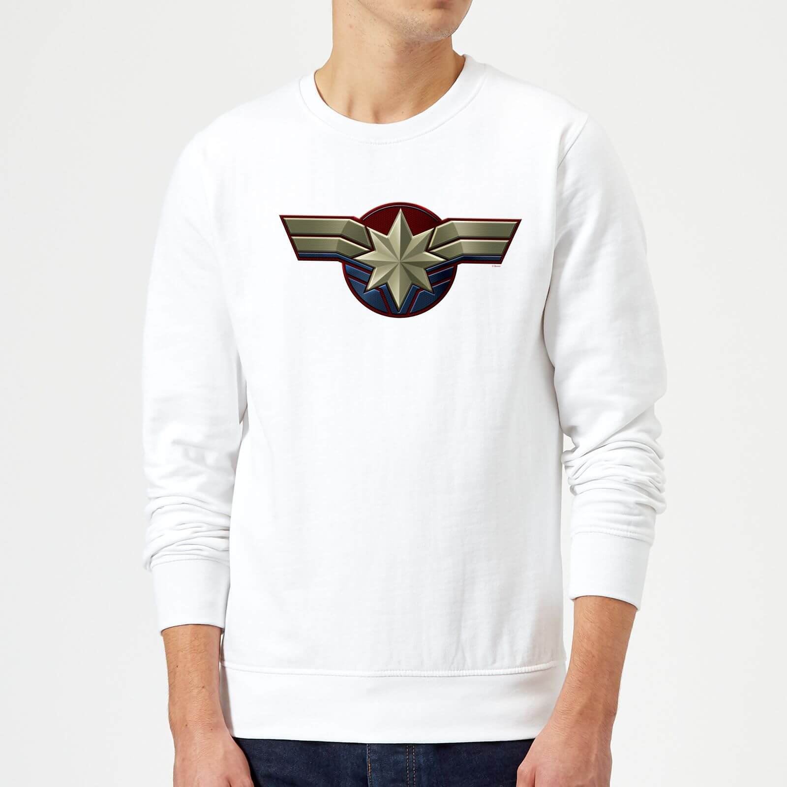 Captain Marvel Chest Emblem Sweatshirt - White - L - White