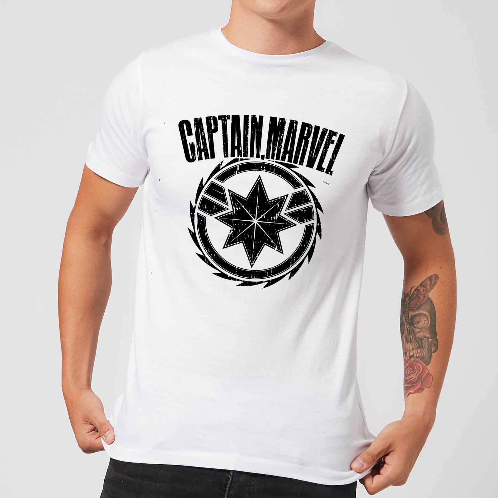 T-Shirt Captain Marvel Logo - Bianco - Uomo - XXL