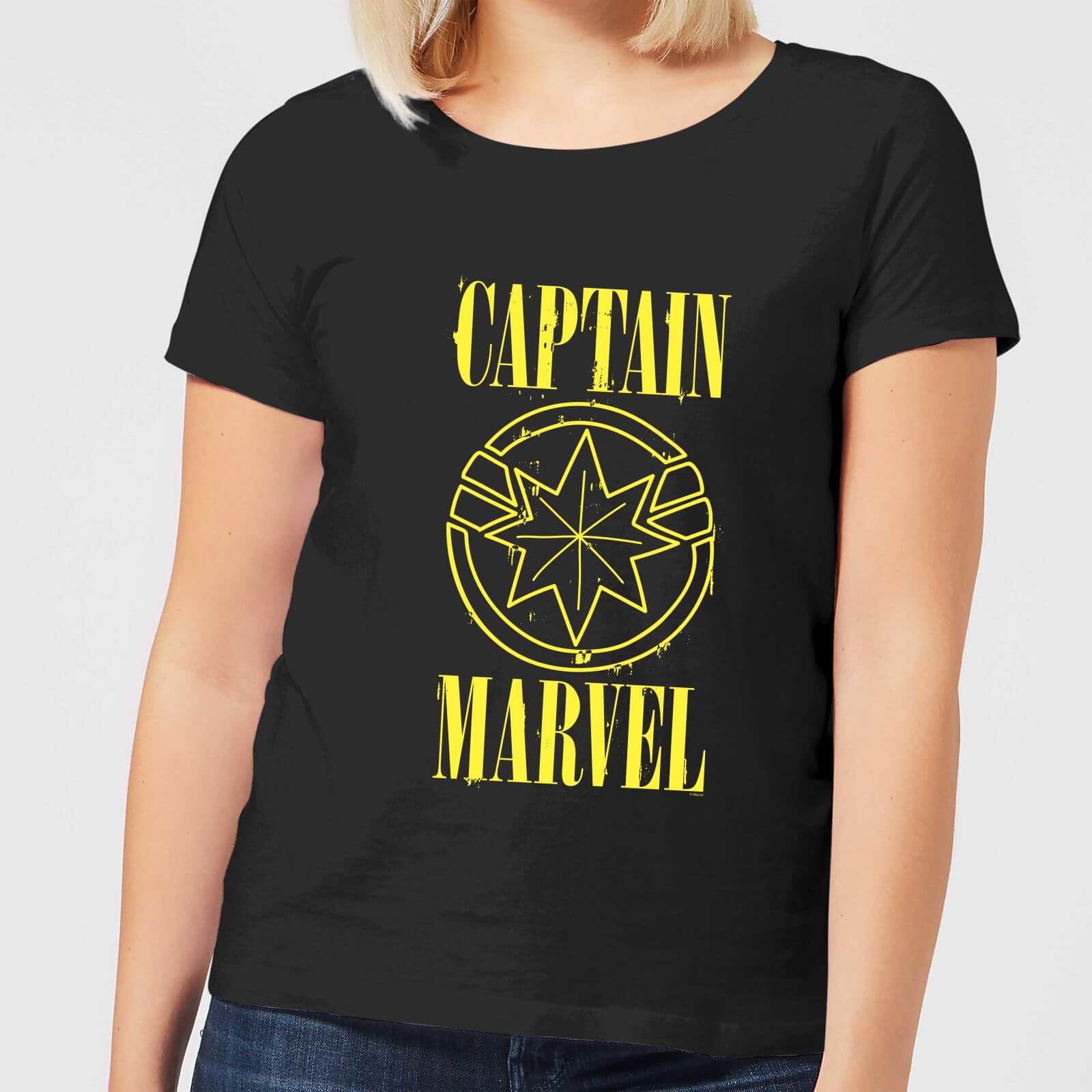 Captain Marvel Grunge Logo Women's T-Shirt - Black - M