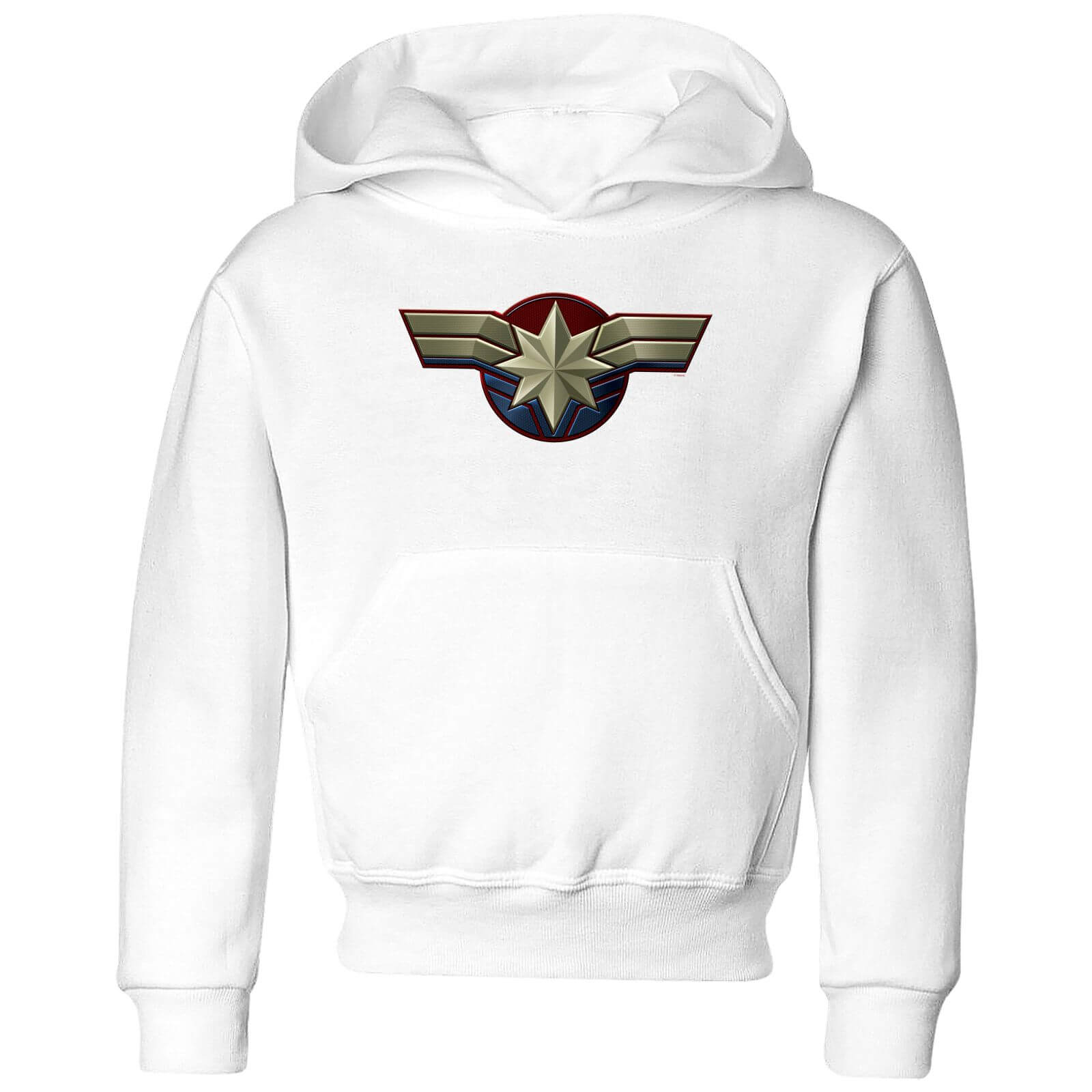 Captain Marvel Chest Emblem Kids‘ Hoodie – White – 5-6 Jahre – Weiß