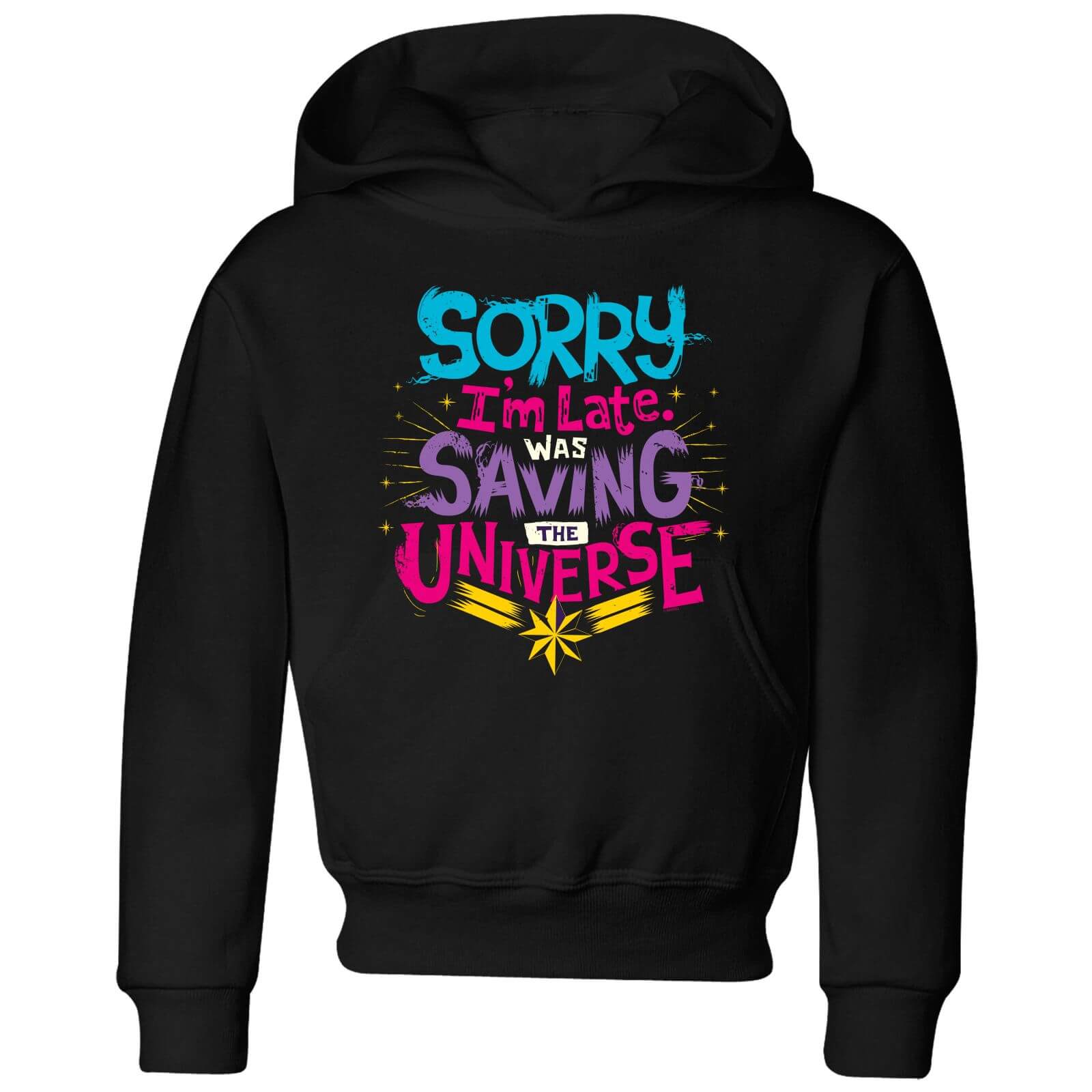Captain Marvel Sorry I'm Late Kids' Hoodie - Black - 3-4 Years