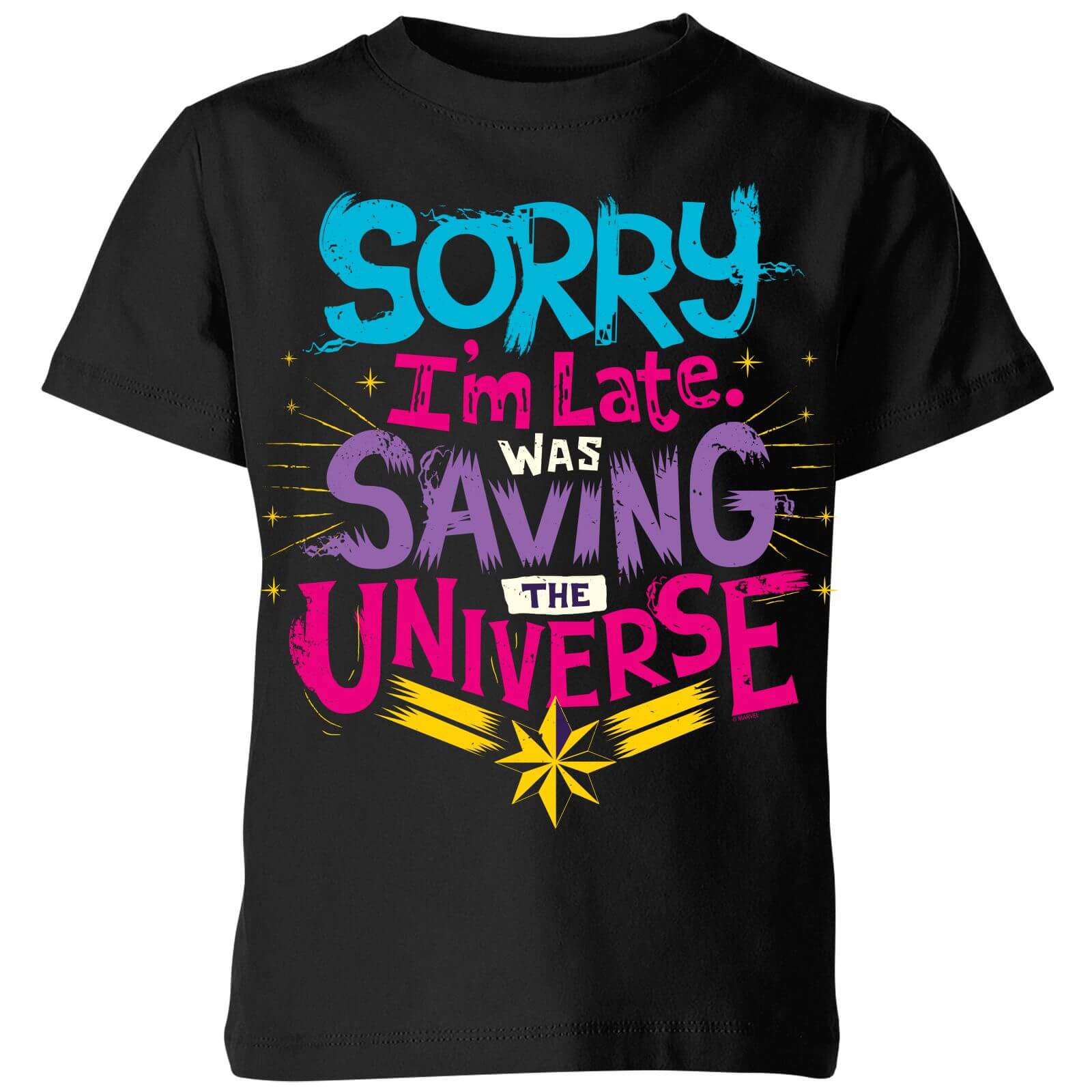Captain Marvel Sorry I'm Late Kids' T-Shirt - Black - 7-8 Jahre