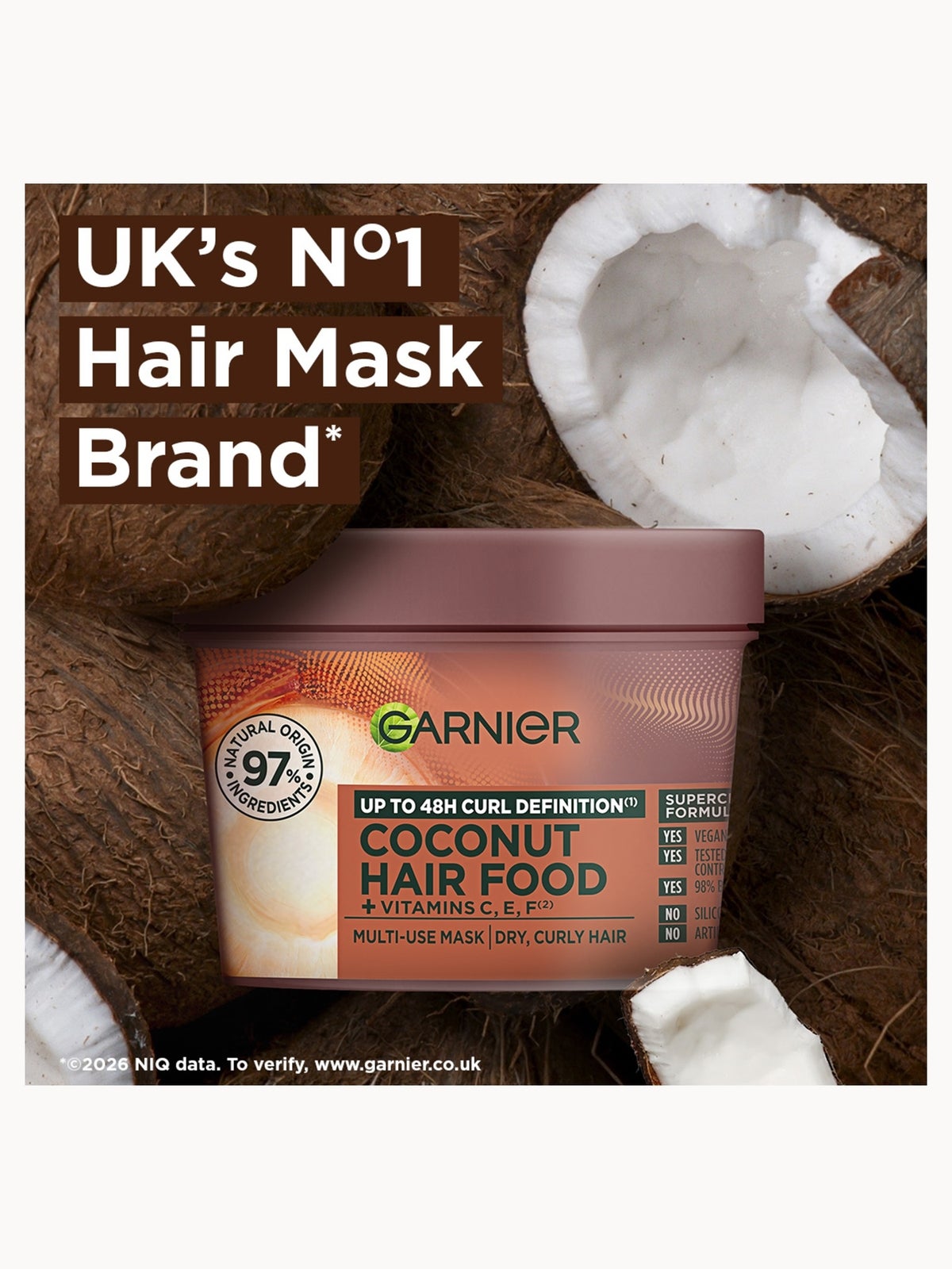 Garnier Hair Food Multi-Use Mask, Smoothing Coconut, Up to 48H Anti- Frizz 400ml 2