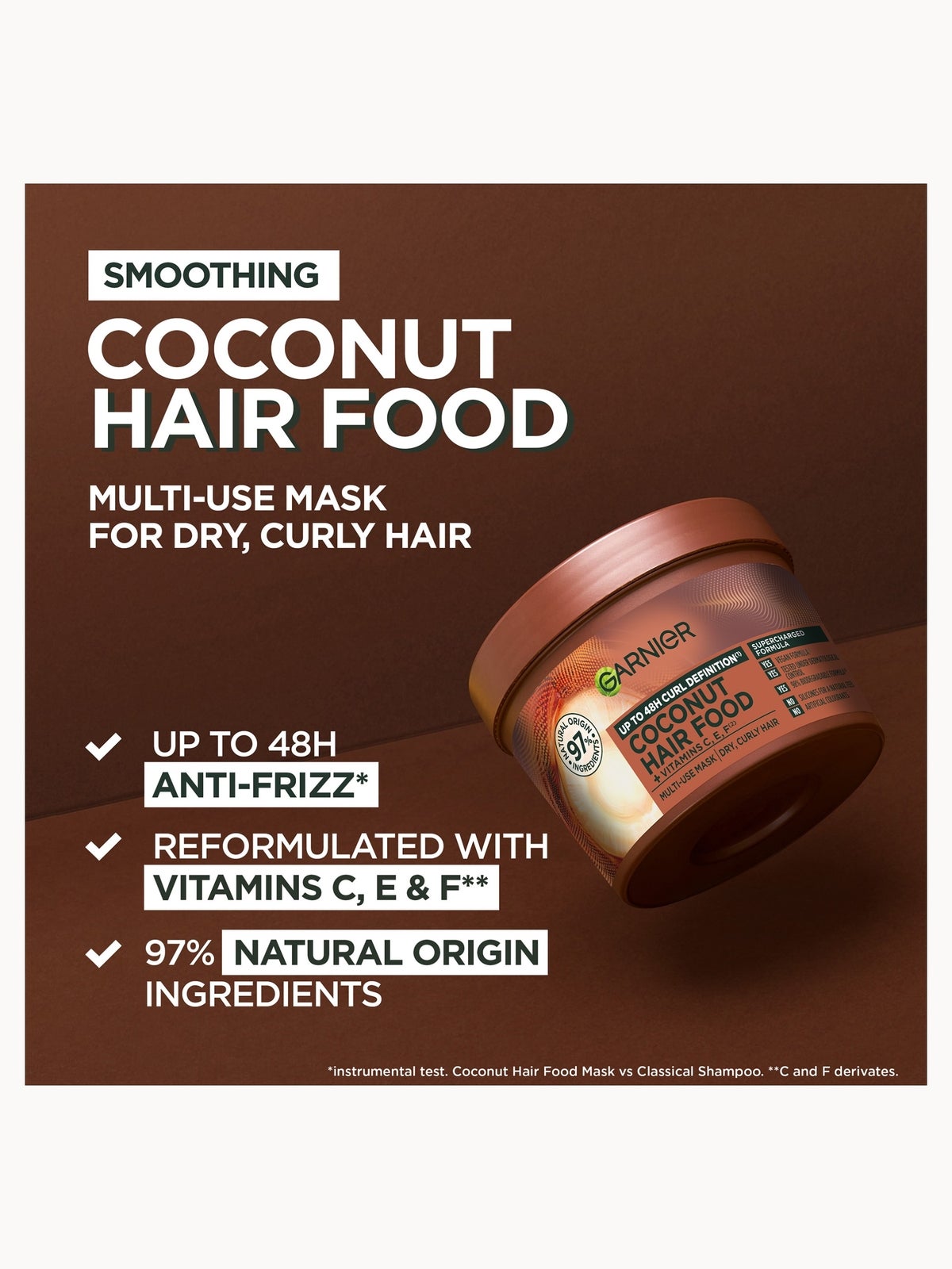 Garnier Hair Food Multi-Use Mask, Smoothing Coconut, Up to 48H Anti- Frizz 400ml 4