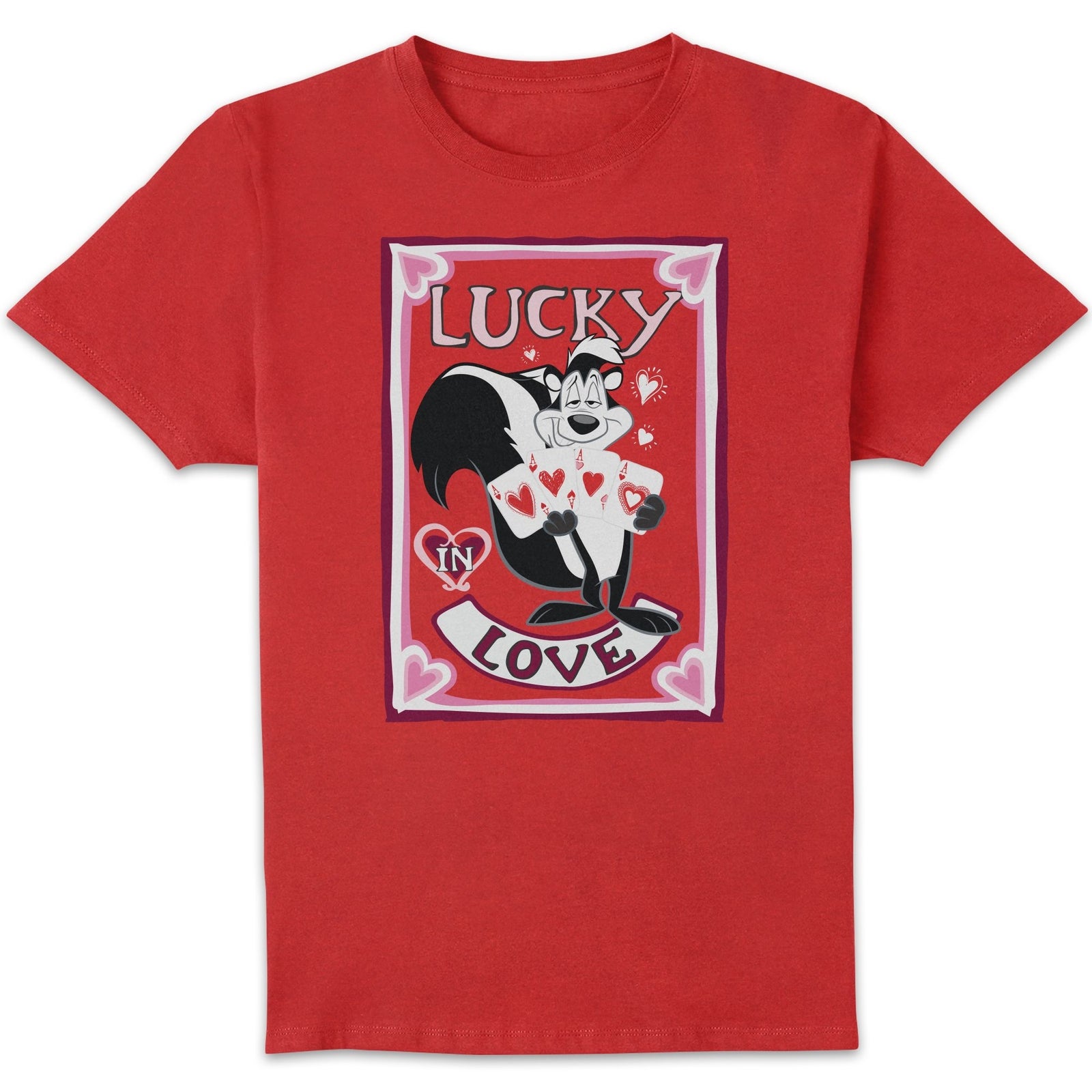 Looney Tunes Lucky In Love Pepe Le Pew Men's T-Shirt - Red - S