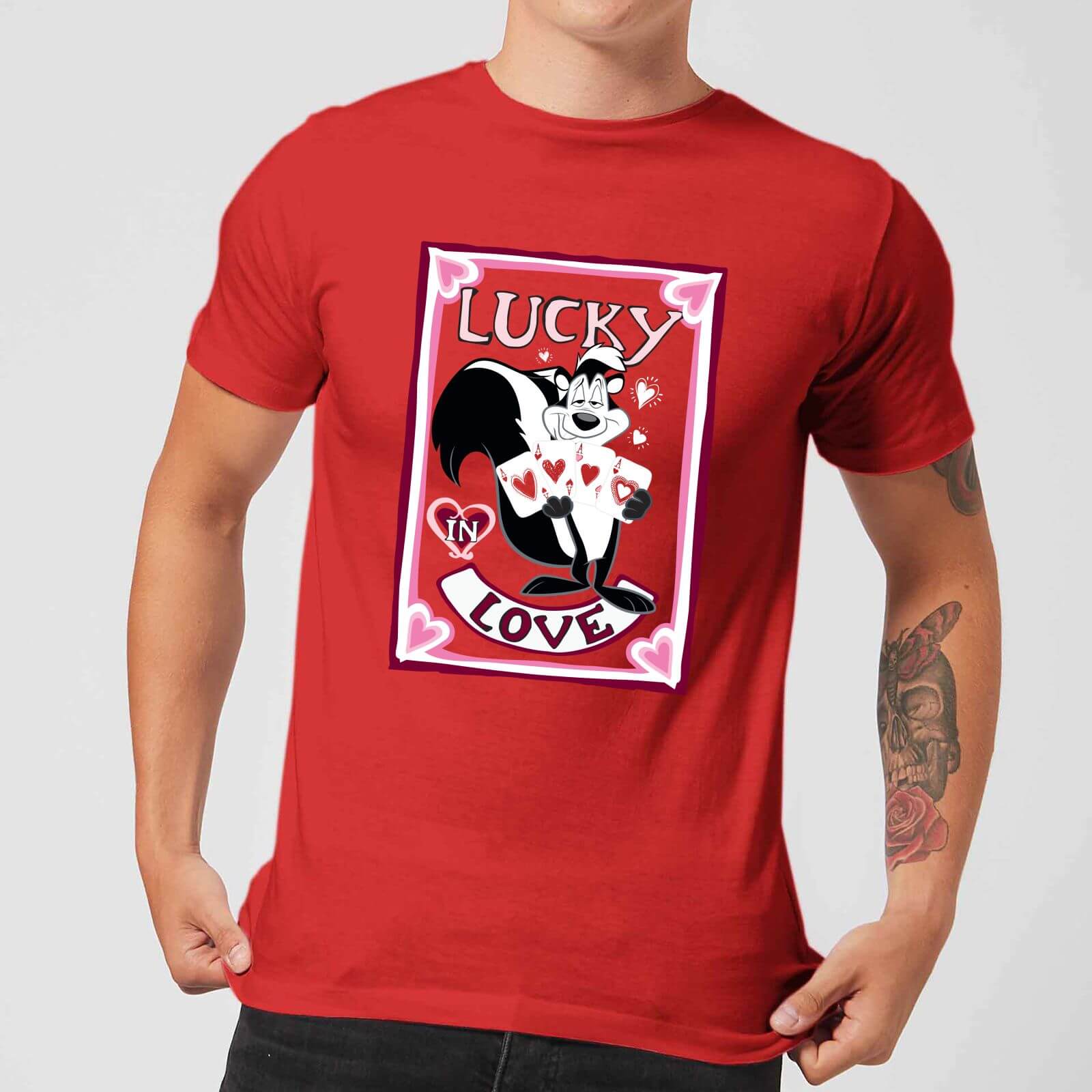 

Looney Tunes Lucky In Love Pepe Le Pew Men's T-Shirt - Red - L - Rosso