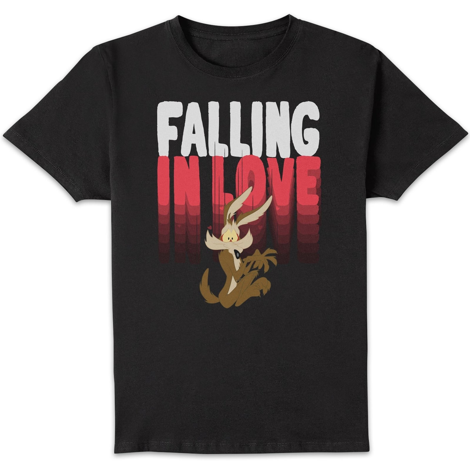 Looney Tunes Falling In Love Wile E. Coyote Men's T-Shirt - Black - XXL