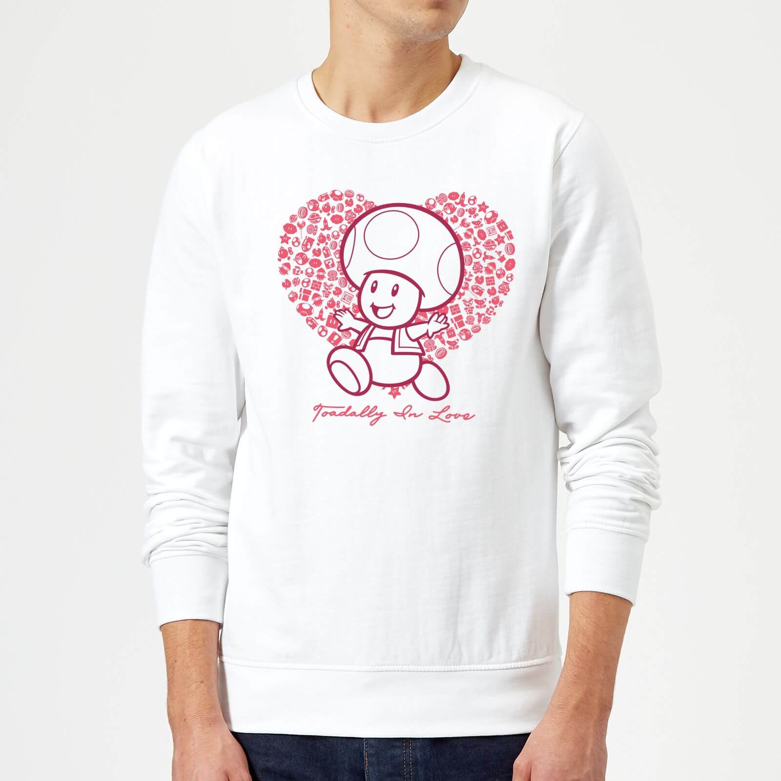 Super Mario Toadally In Love Sweatshirt - White - XXL - White