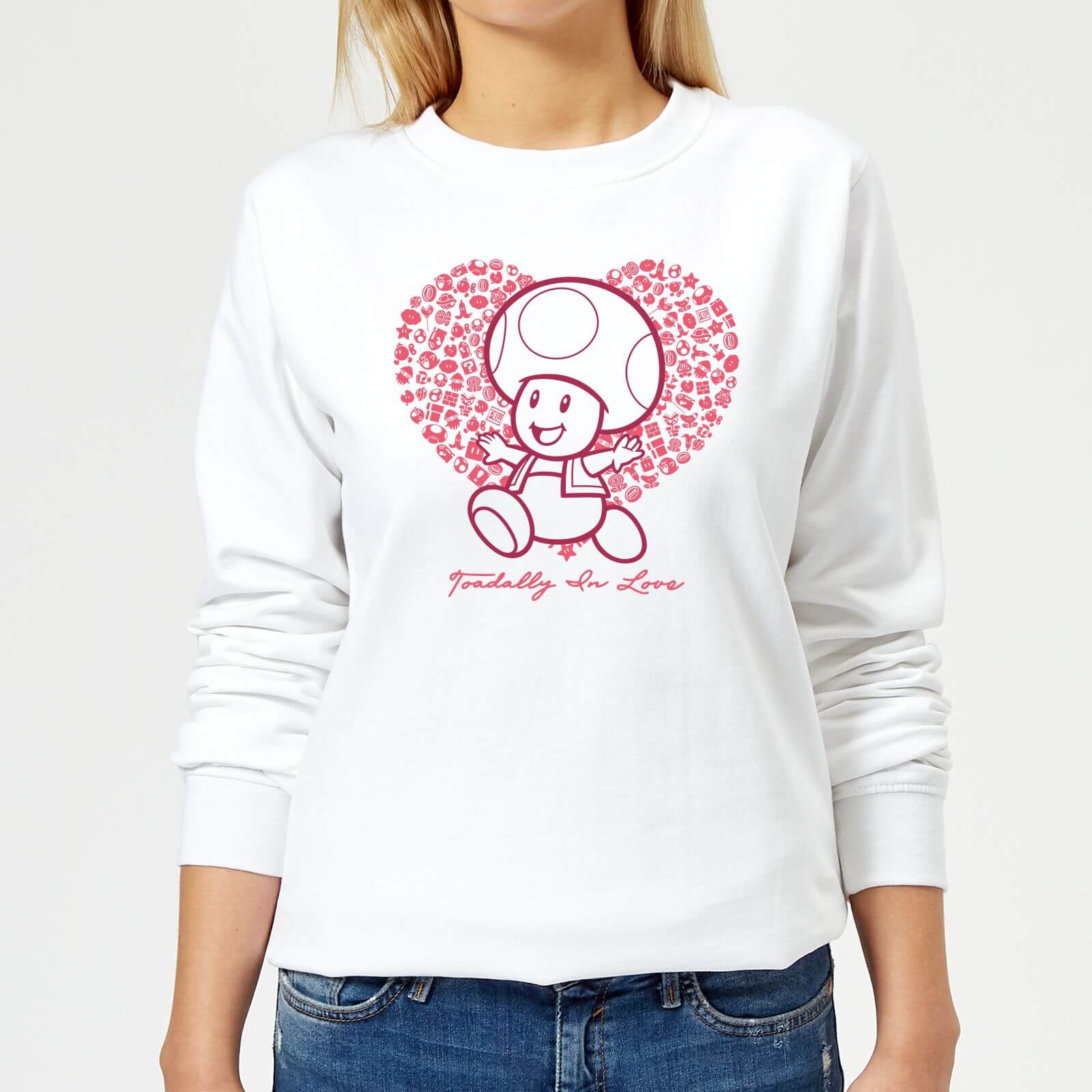 

Super Mario Toadally In Love Women's Sweatshirt - White - XL