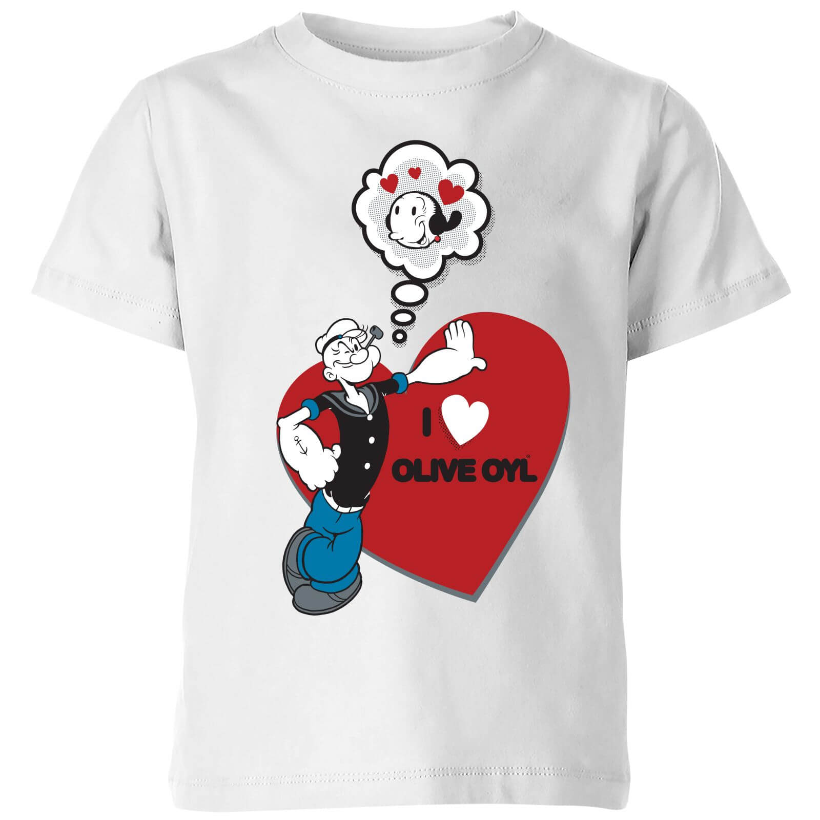 Popeye I Love Olive Oyl Kids' T-Shirt - White - 7-8 Jahre - Weiß