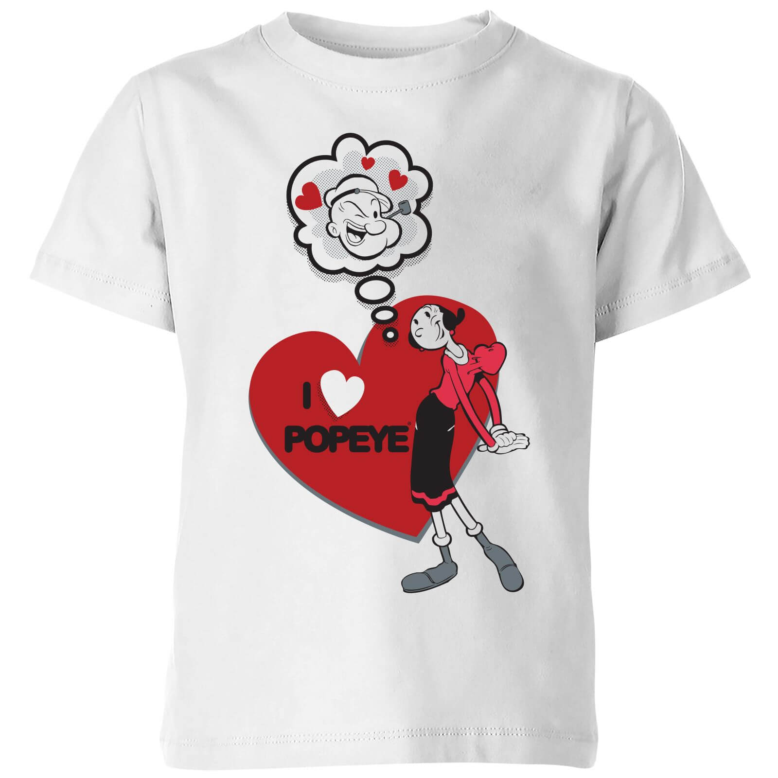 Popeye I Love Popeye Kids' T-Shirt - White - 7-8 Jahre - Weiß