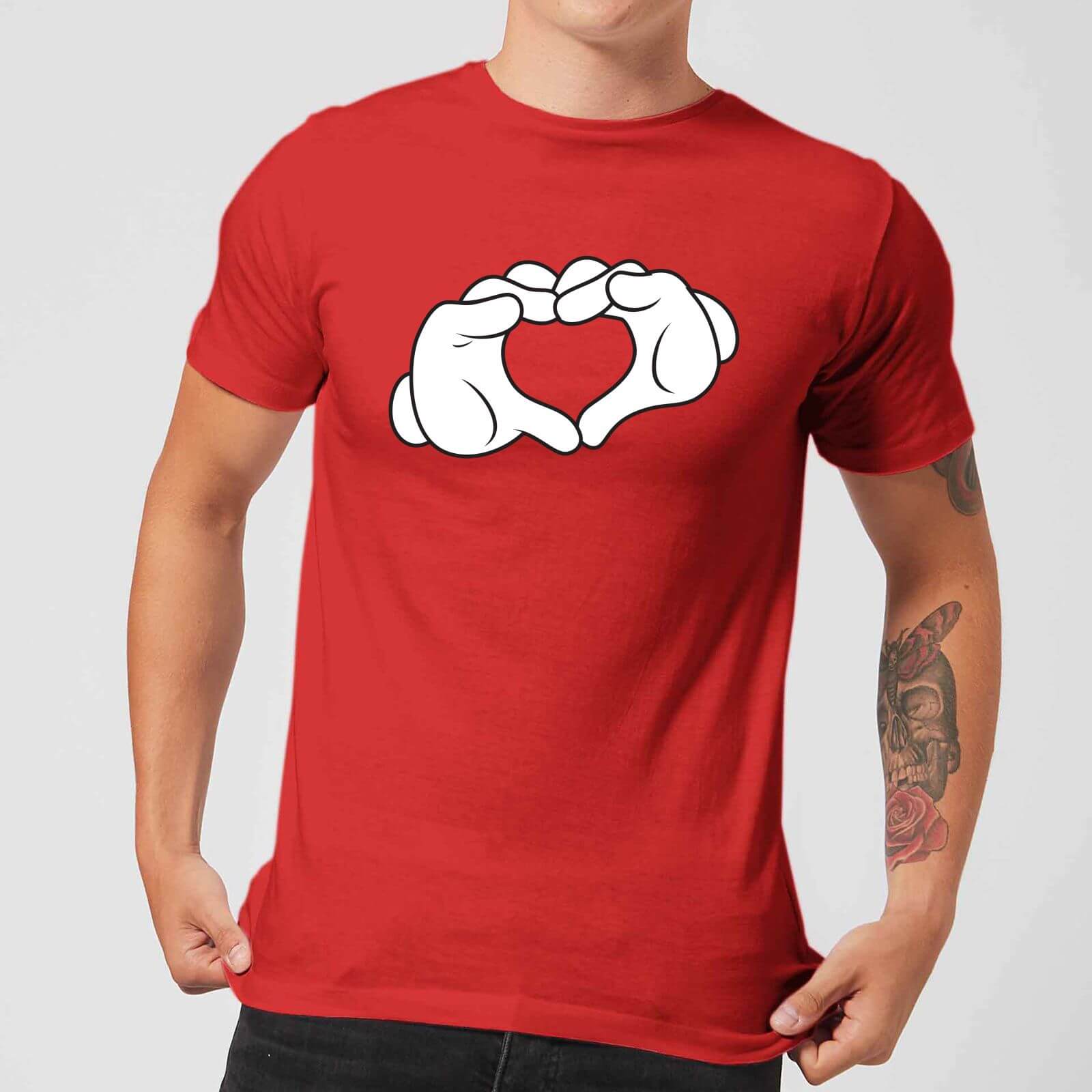 T-Shirt Disney Topolino Heart Hands - Rosso - Uomo - L
