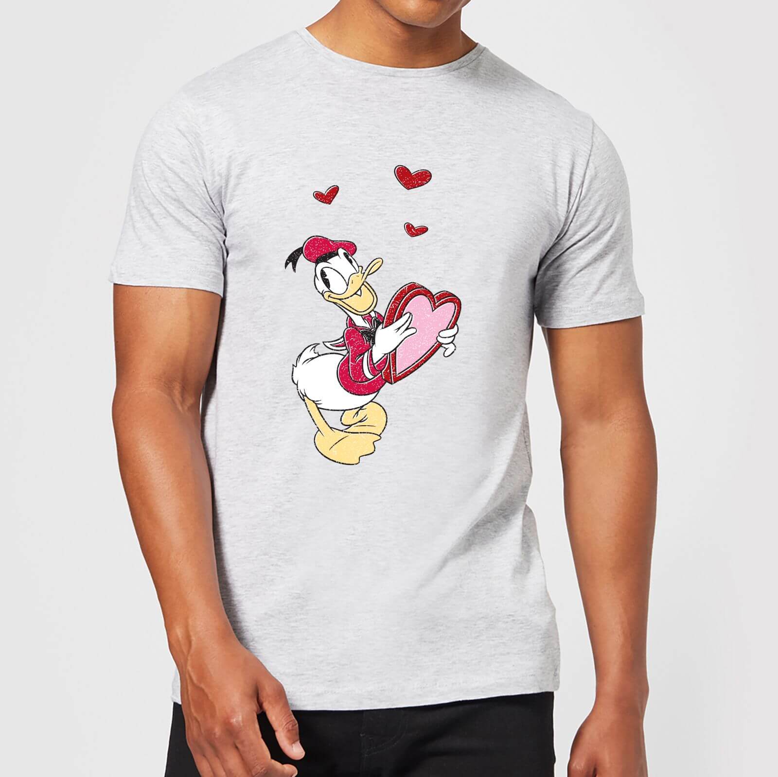 Disney Donald Duck Love Heart Men's T-Shirt - Grey - S - Gris