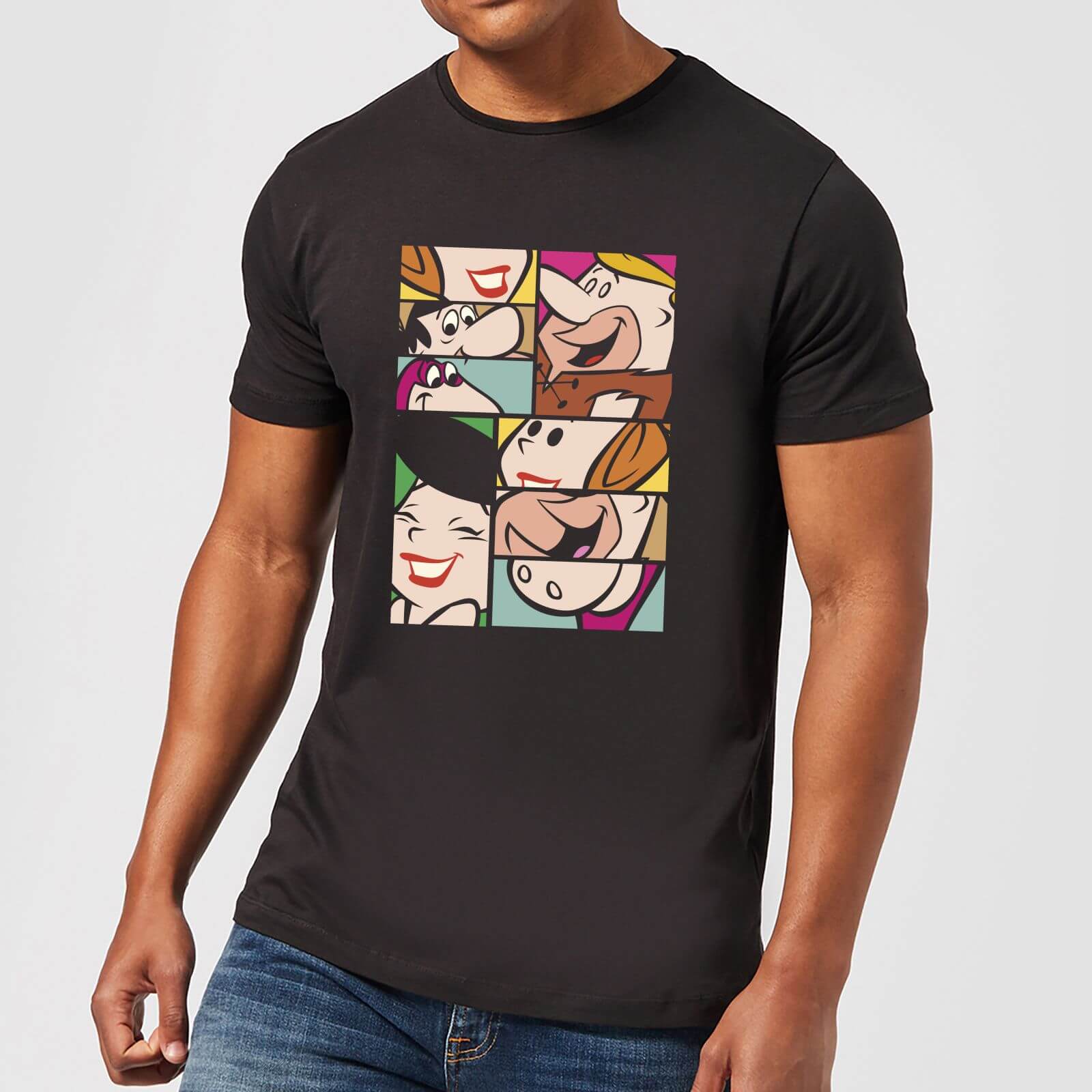 The Flintstones Cartoon Squares Men's T-Shirt - Black - XS - Black
