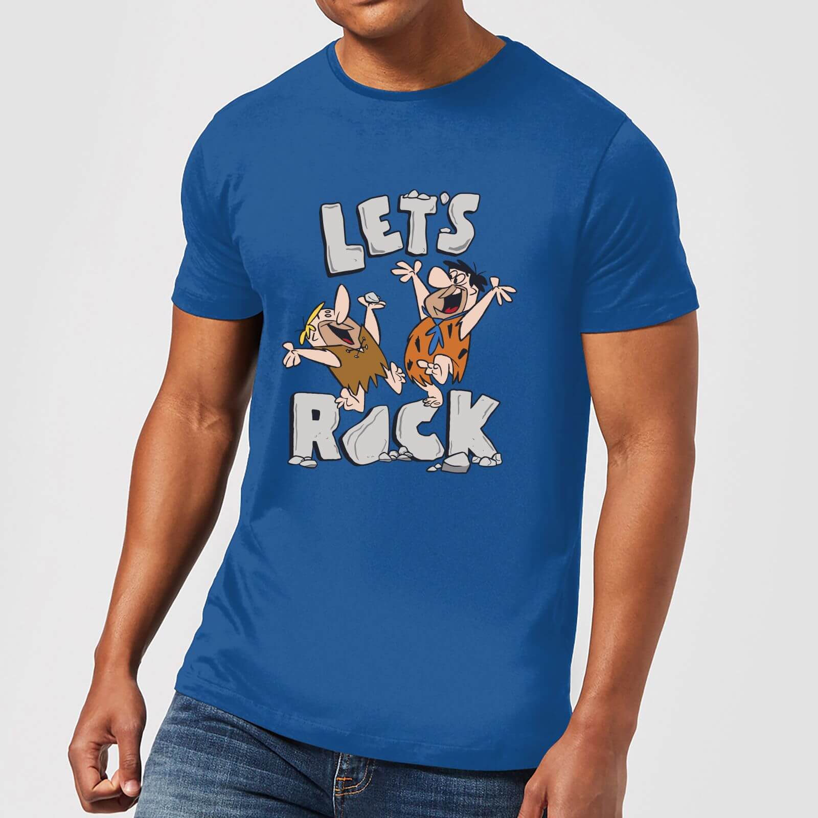 The Flintstones Let's Rock Men's T-Shirt - Royal Blue - XL