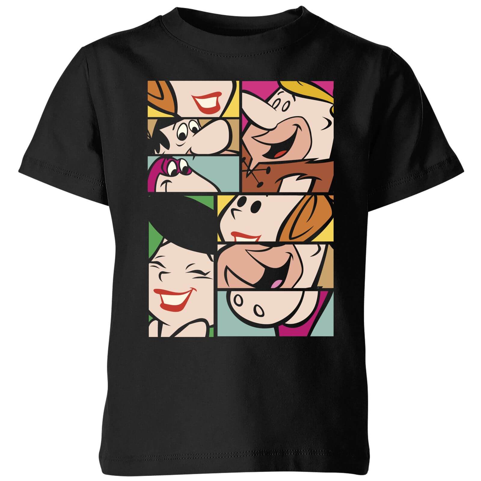 The Flintstones Cartoon Squares Kids' T-Shirt - Black - 146/152 (11-12 jaar) - Zwart