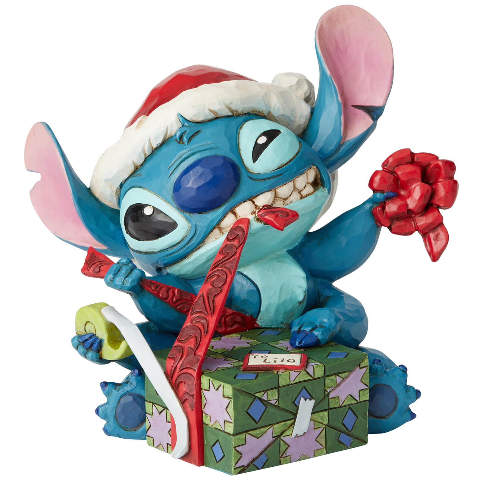 Bad Wrap, Figurine Stitch avec bonnet de Noël (13 cm) – Disney Traditions