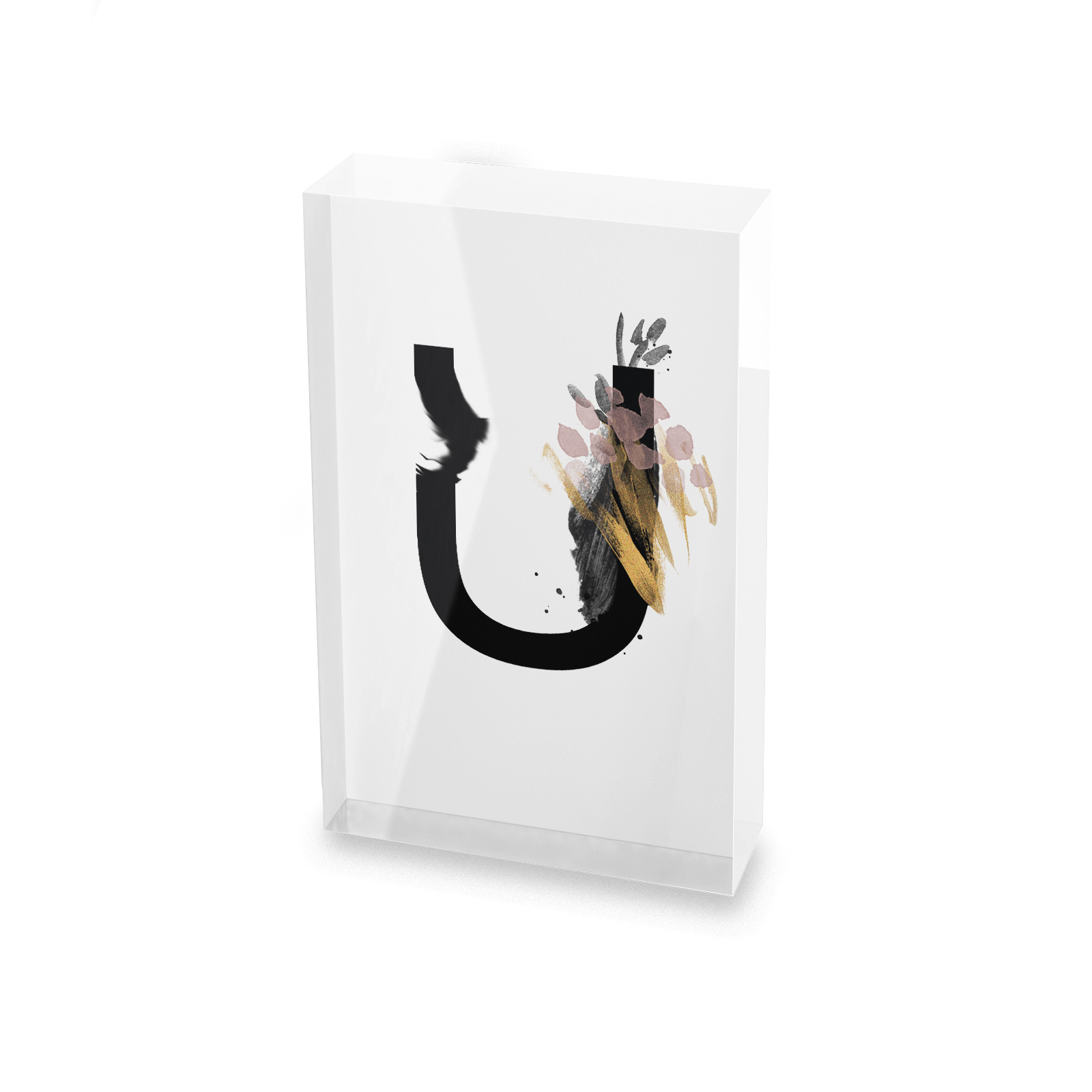 Wabi-Sabi - Letter Glass Block - 80mm x 60mm - U