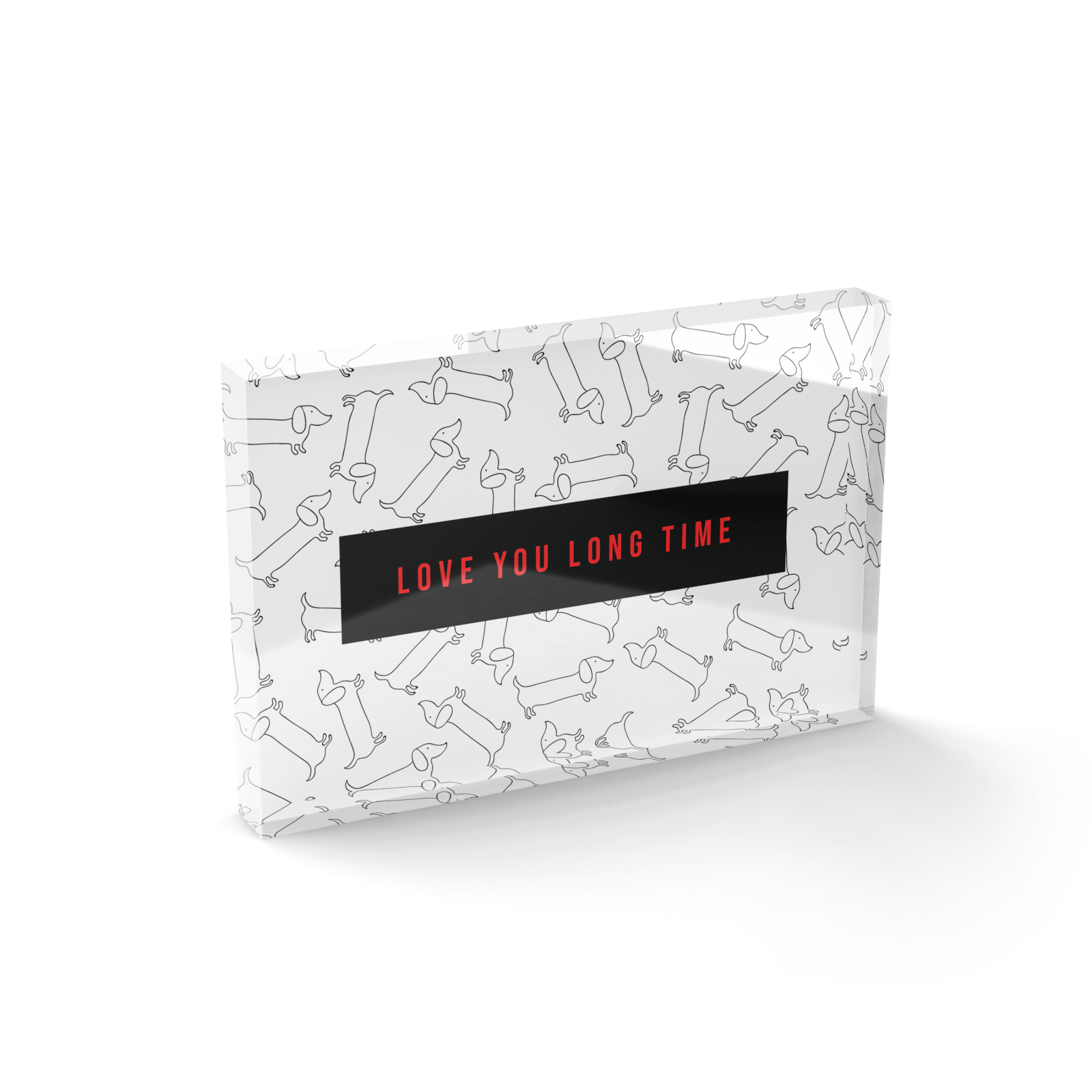 Love You Long Time Glass Block - 80mm x 60mm