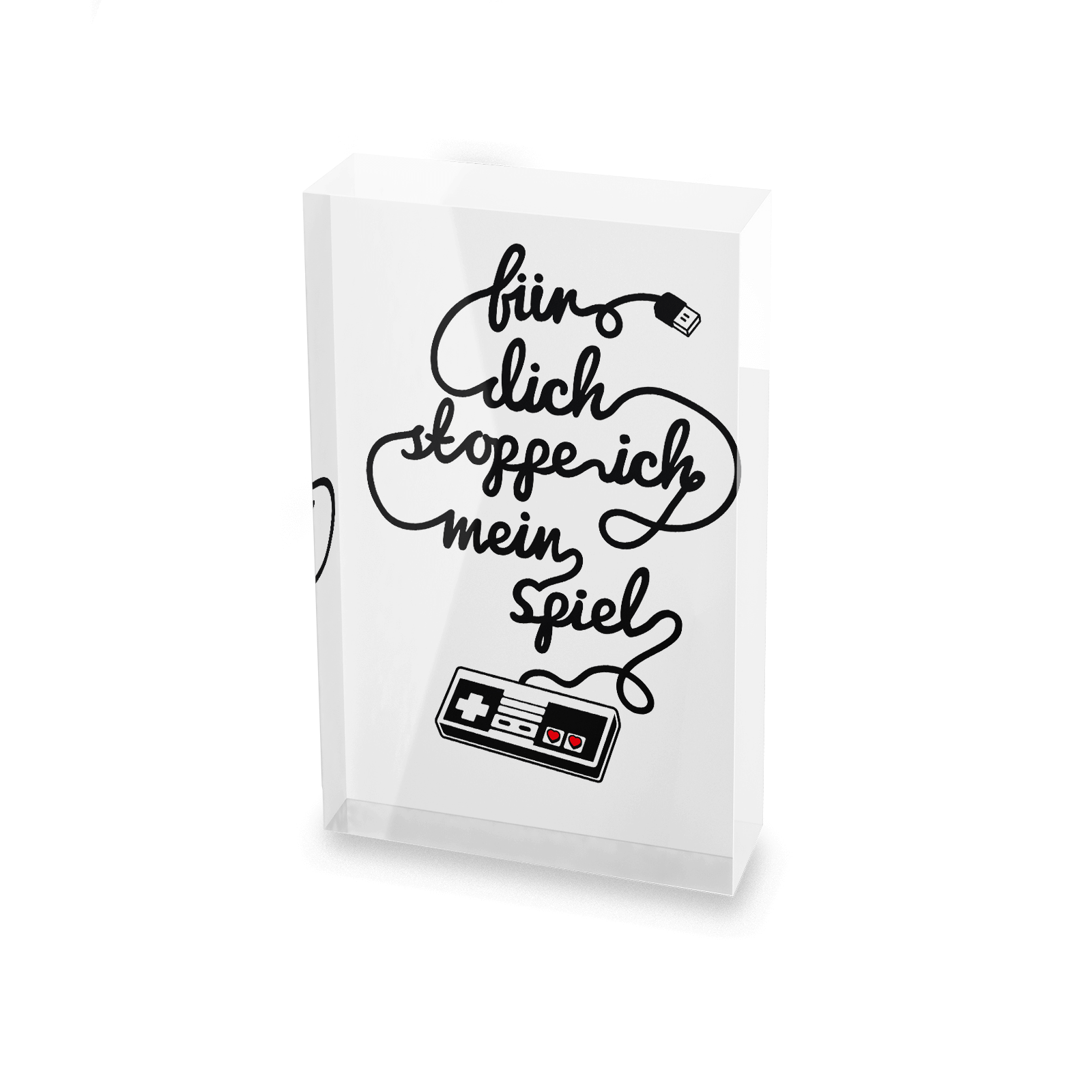 I'd Pause My Game For You - German Glass Block - 80mm x 60mm