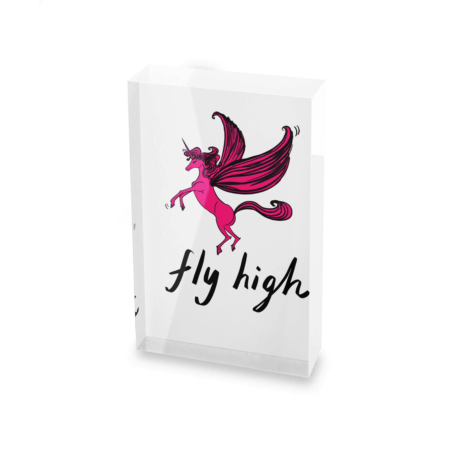 Rock On Ruby Fly High Glass Block - 80mm x 60mm