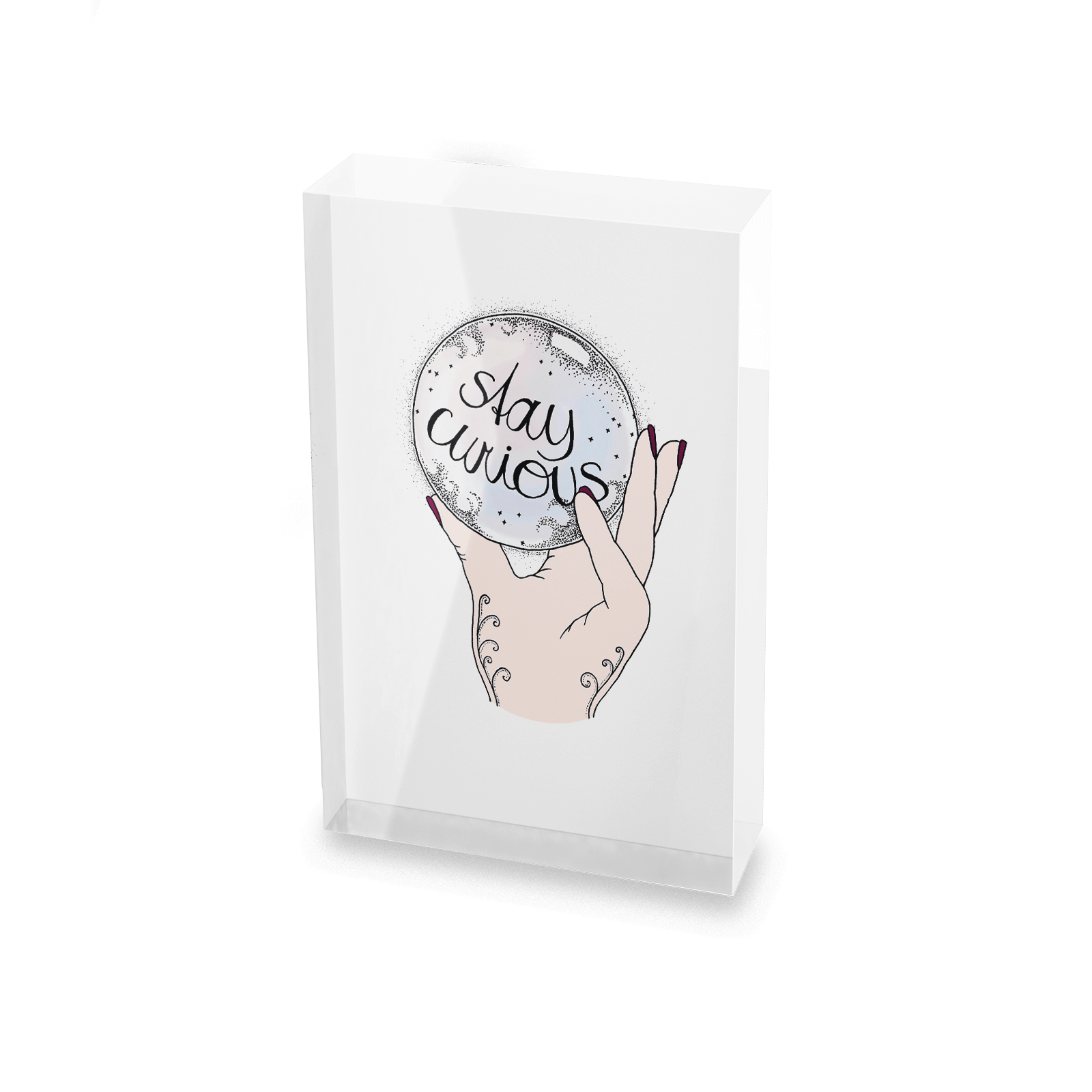 Barlena Stay Curious Glass Block - 80mm x 60mm