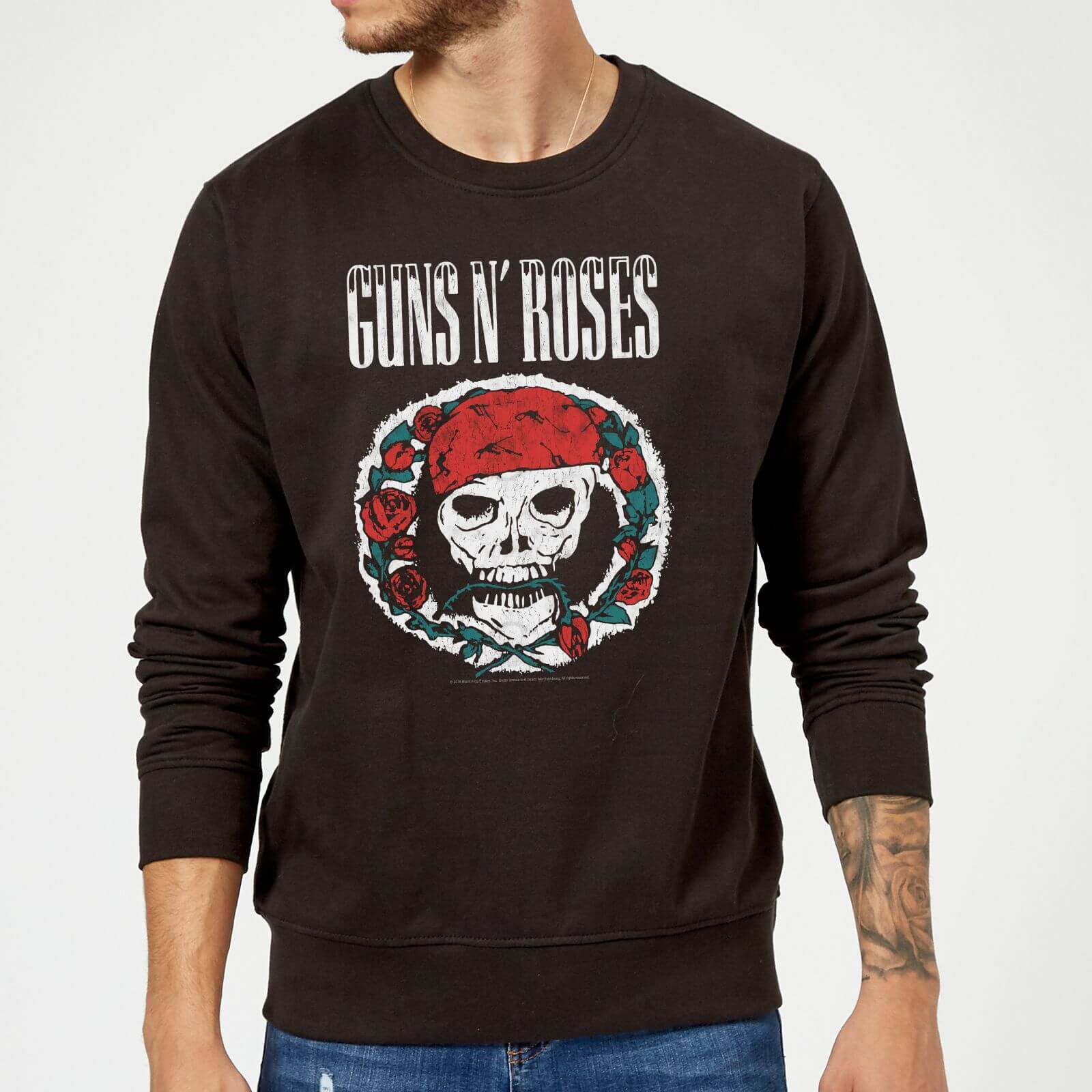 Guns N Roses Circle Skull Sweatshirt - Black - S - Black