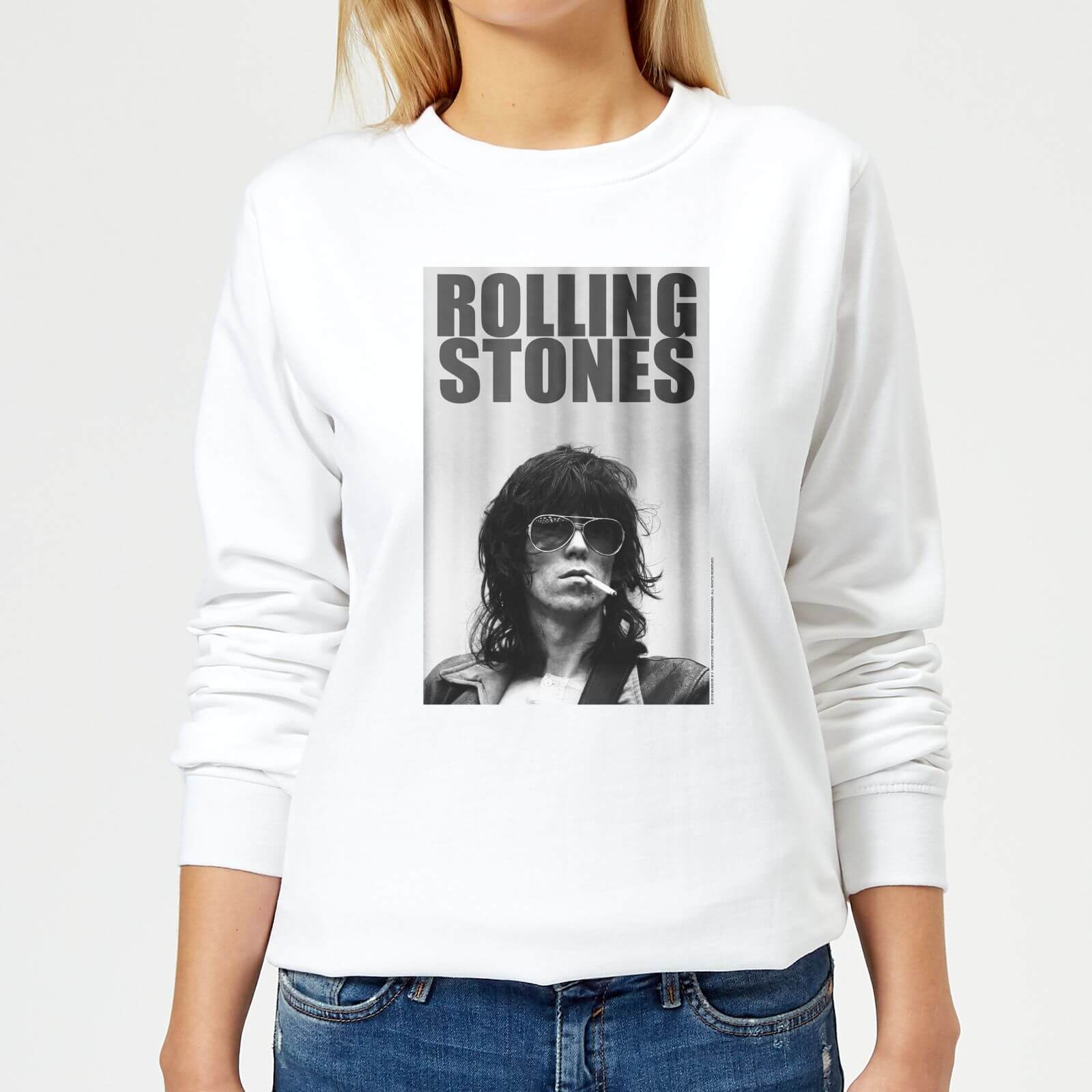 Rolling Stones Keith Smoking Women's Sweatshirt - White - S - White