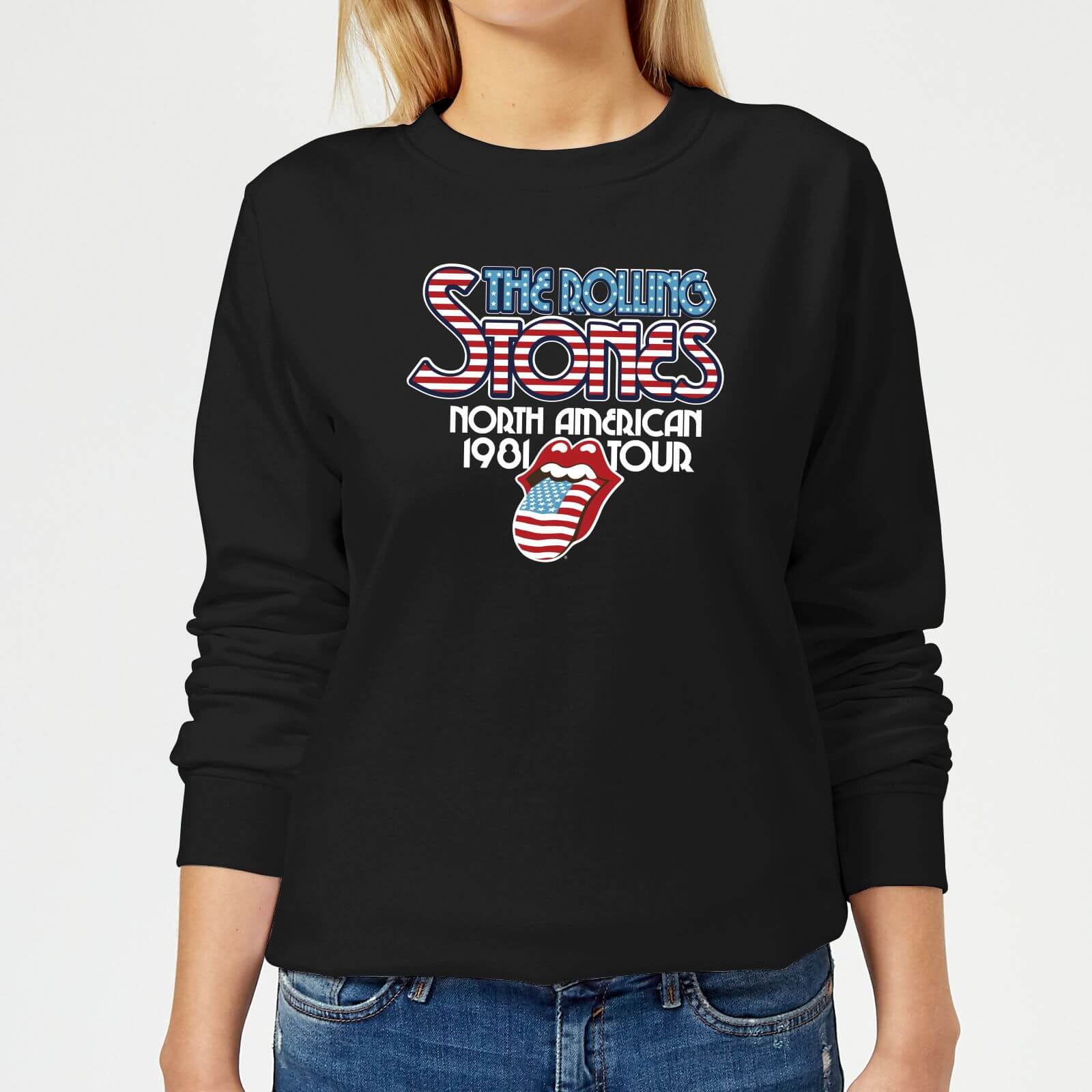 Rolling Stones 81 Tour Logo Women's Sweatshirt - Black - XS - Black