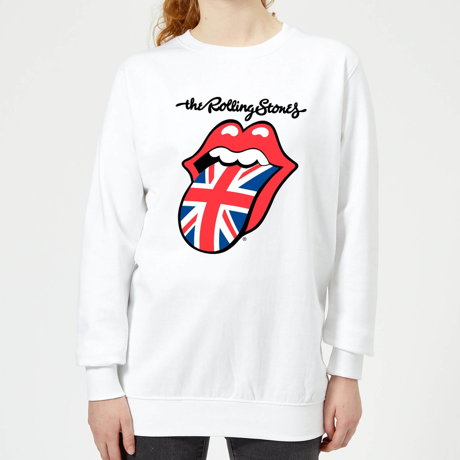 Rolling Stones UK Tongue Women's Sweatshirt - White - S - White