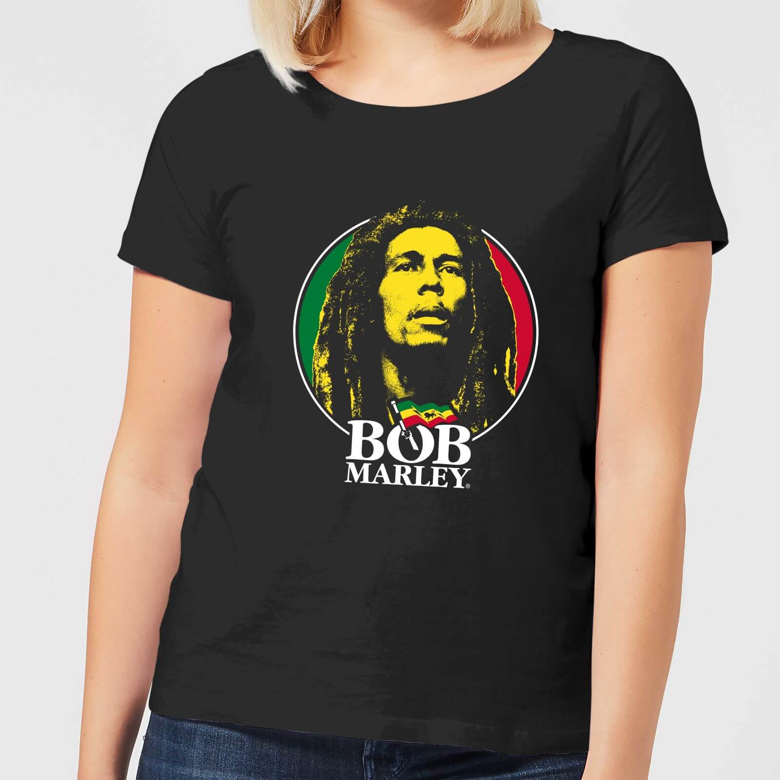 Bob Marley Face Logo Women's T-Shirt - Black - XXL