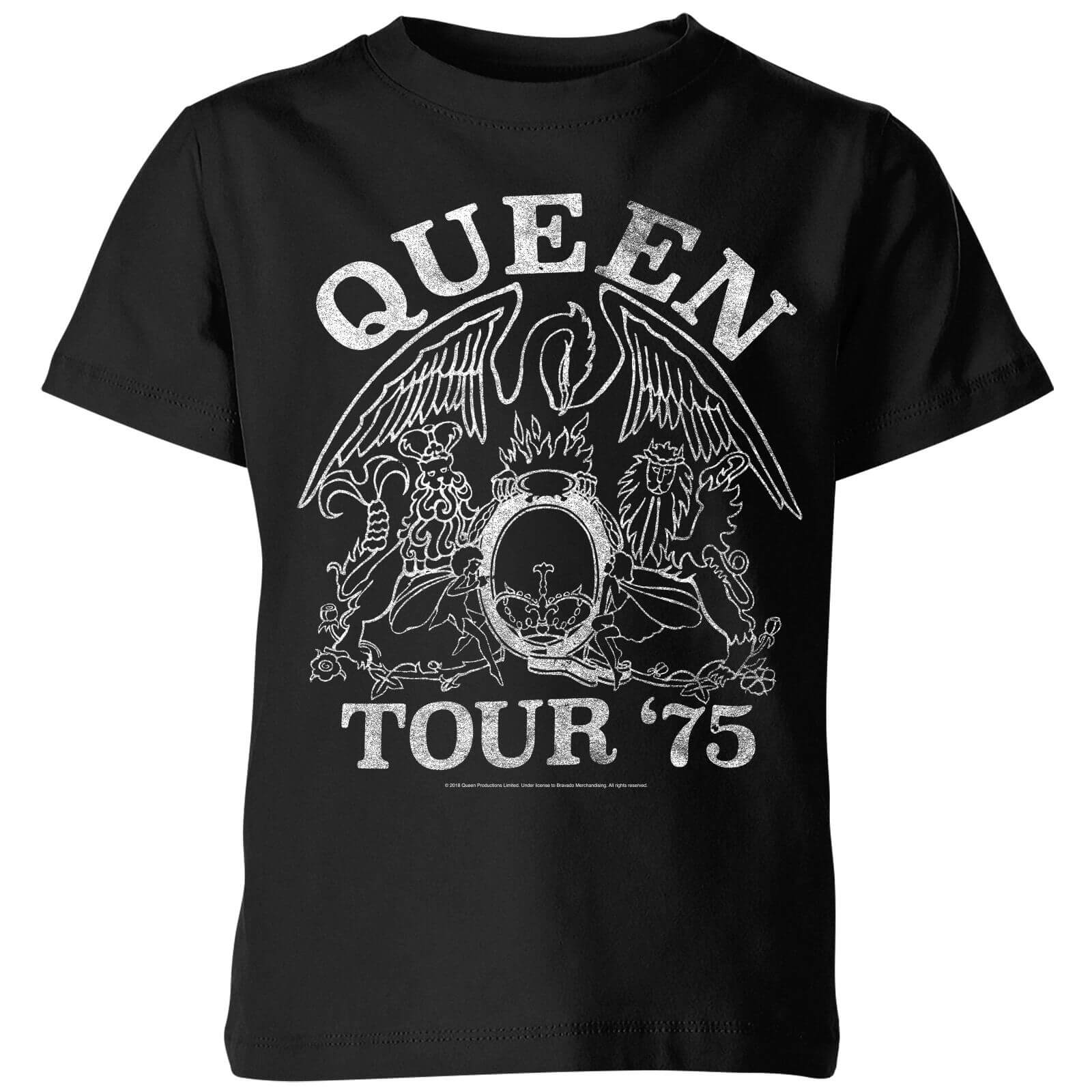 Queen Tour 75 Kids' T-Shirt - Black - 7-8 Years