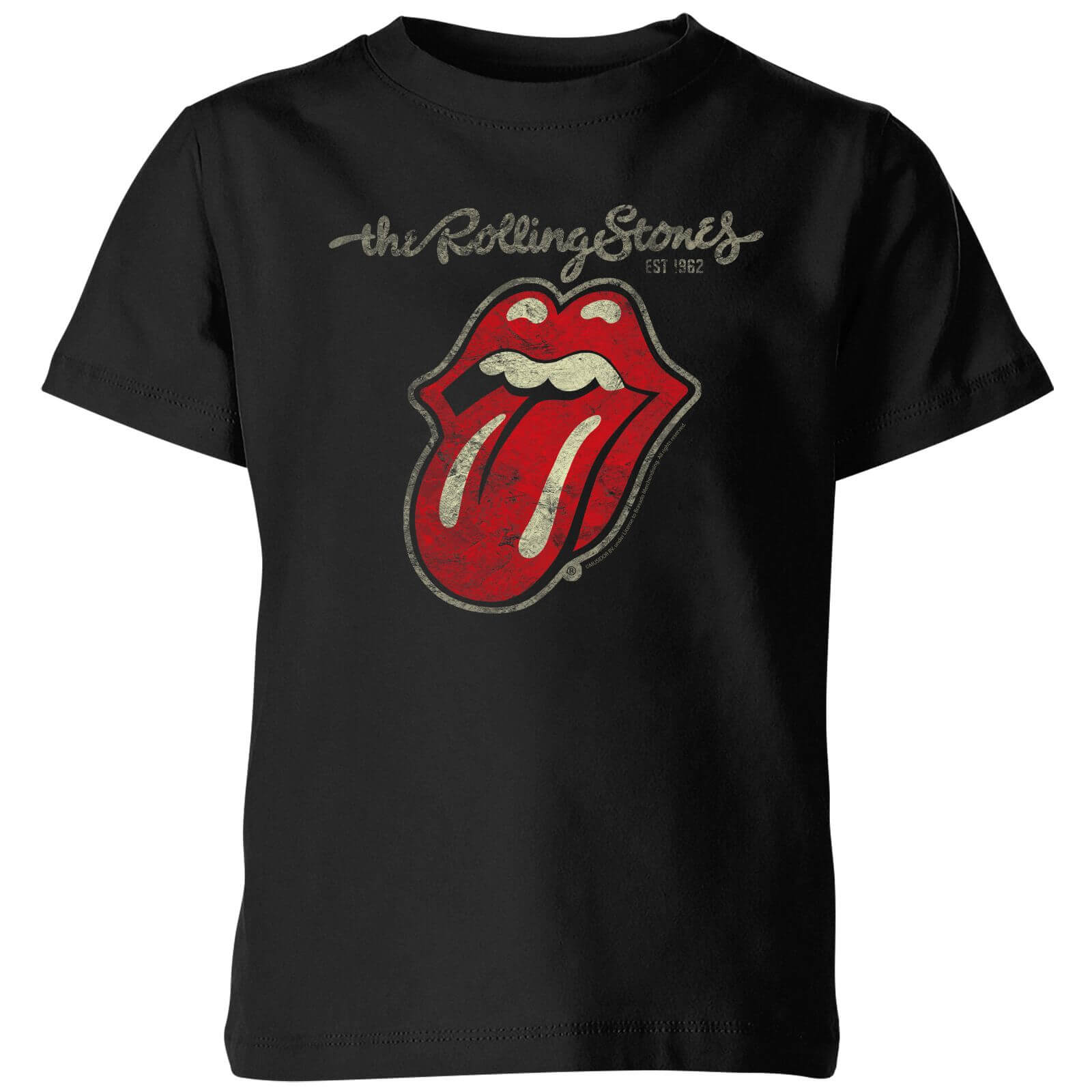 Rolling Stones Plastered Tongue Kids' T-Shirt - Black - 5-6 Years