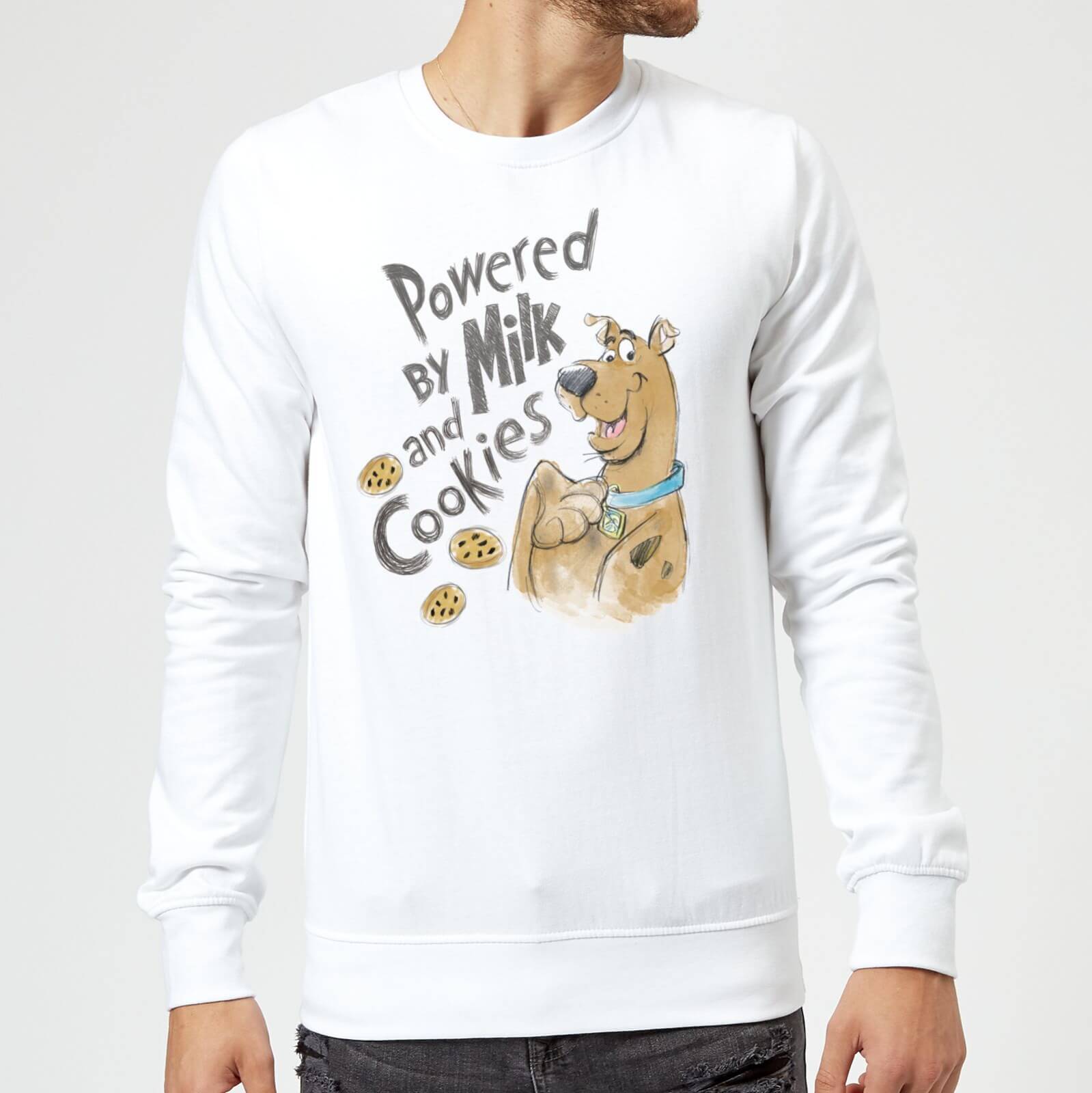 Scooby Doo Powered By Milk And Cookies Sweatshirt - White - S