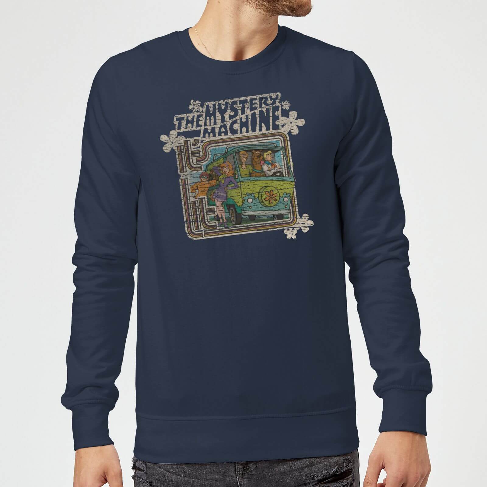 Scooby Doo Mystery Machine Psychedelic Sweatshirt - Navy - XL - Navy