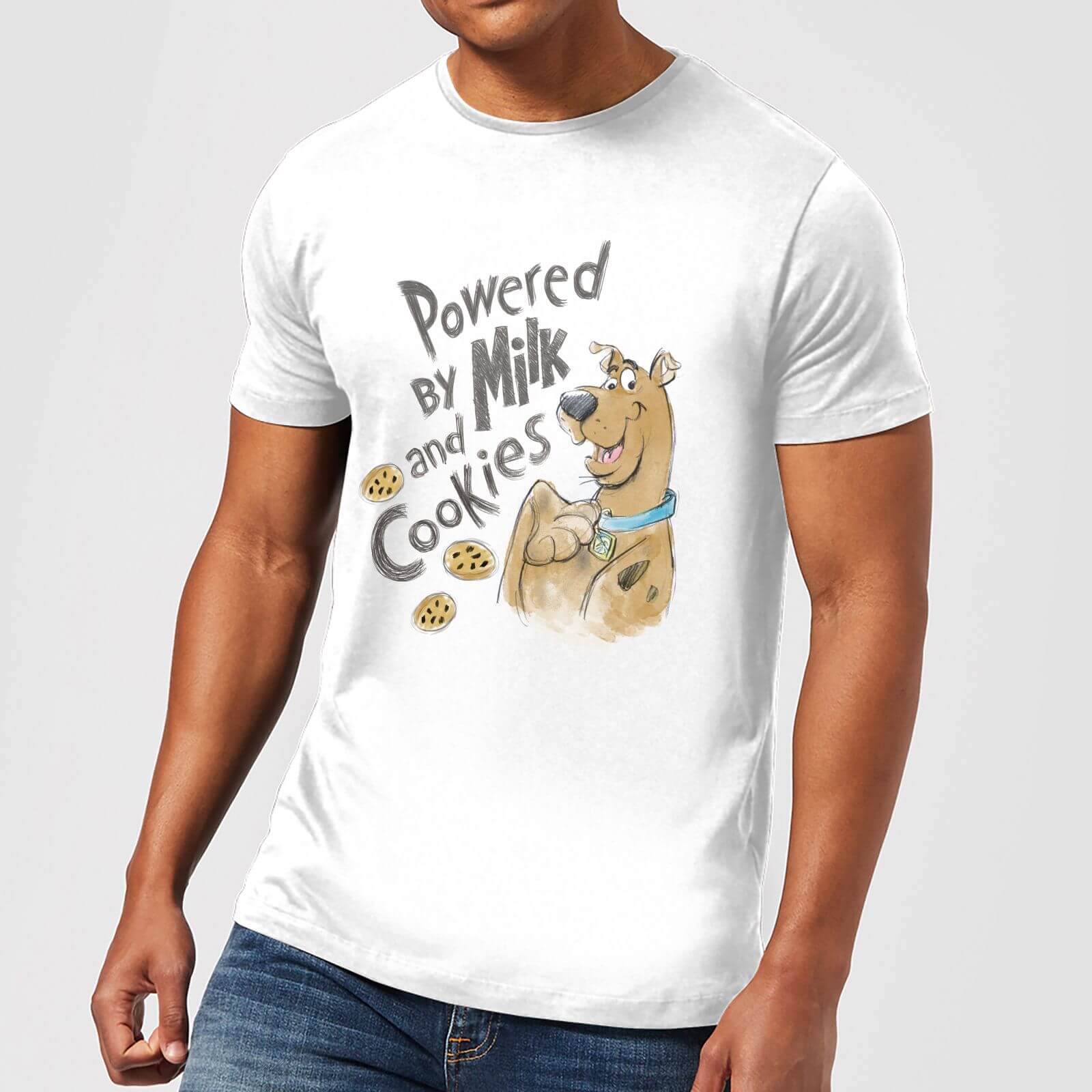 

Scooby Doo Powered By Milk And Cookies Men's T-Shirt - White - XXL