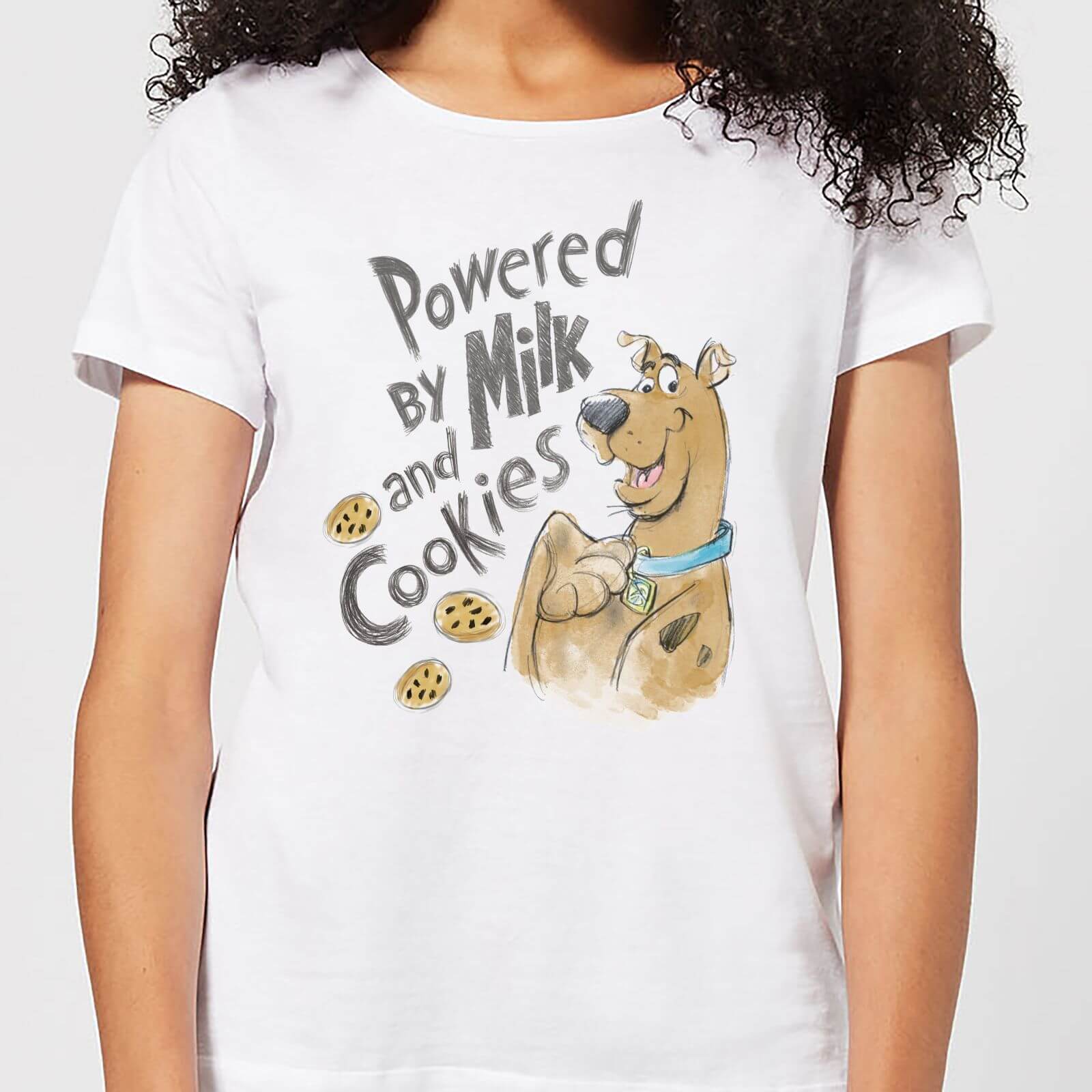 Scooby Doo Powered By Milk And Cookies Women's T-Shirt - White - S