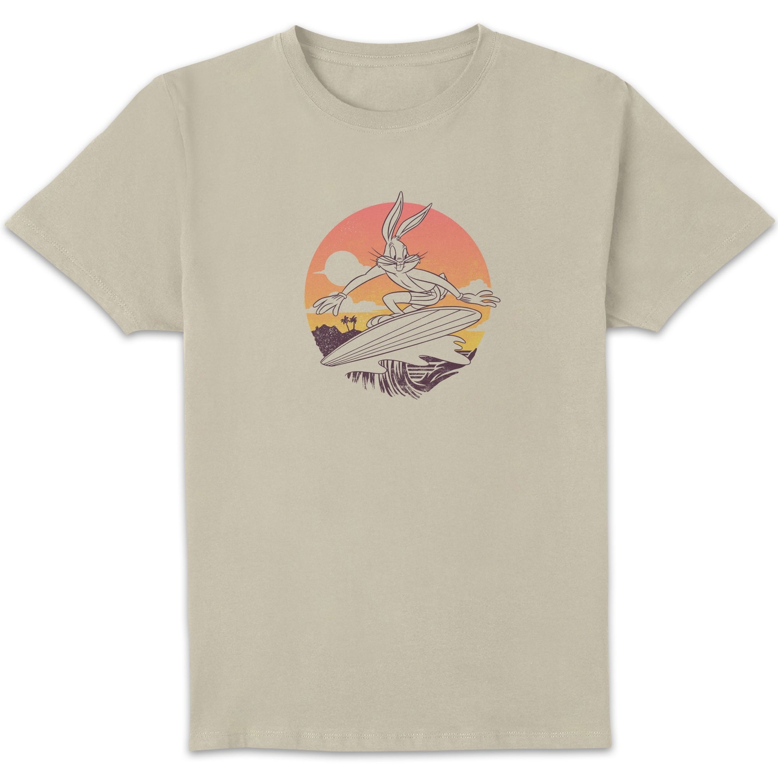 Looney Tunes Kaboom Collection Surf Men's T-Shirt - Stone Wash - Cream - M