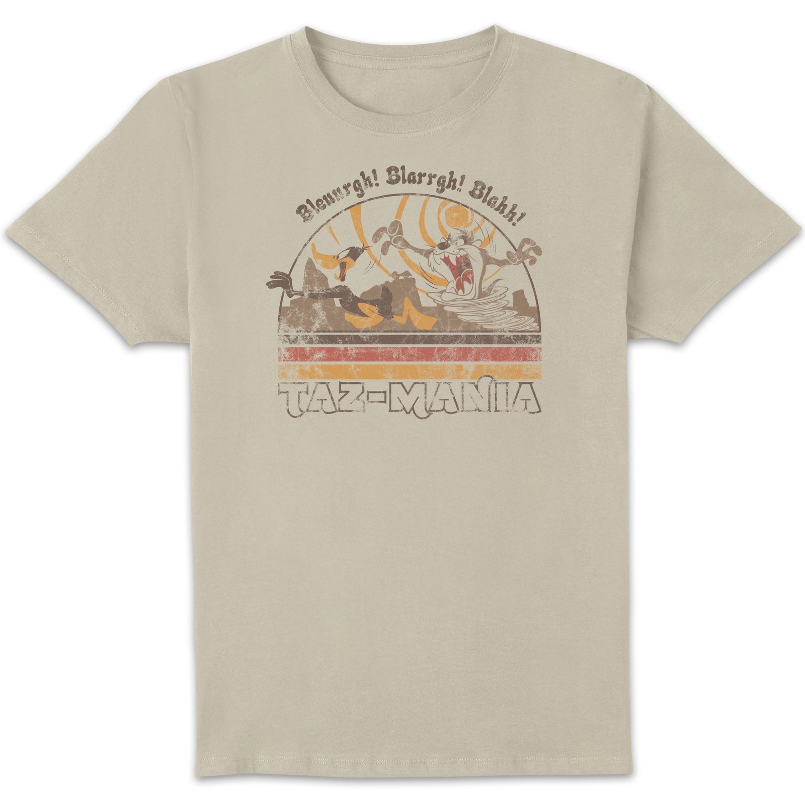 Looney Tunes Kaboom Collection Taz-Mania Men's T-Shirt - Stone Wash- Cream - XL
