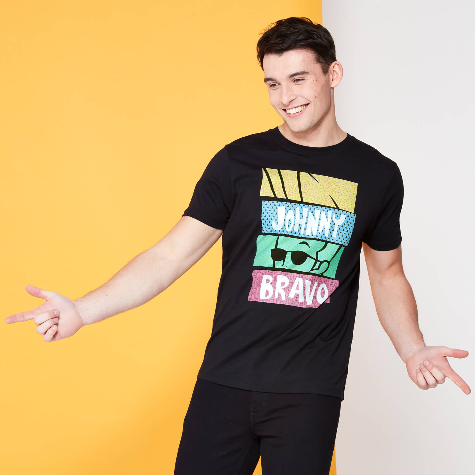 

Cartoon Network Spin-Off Johnny Bravo 90's Slices T-Shirt - Black - XL