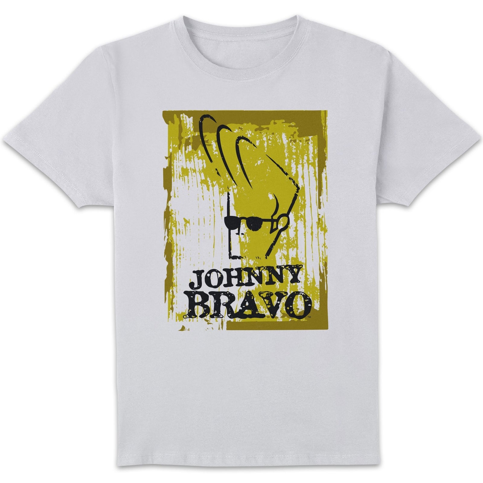 Johnny Bravo Distressed Men's T-Shirt - White - XL