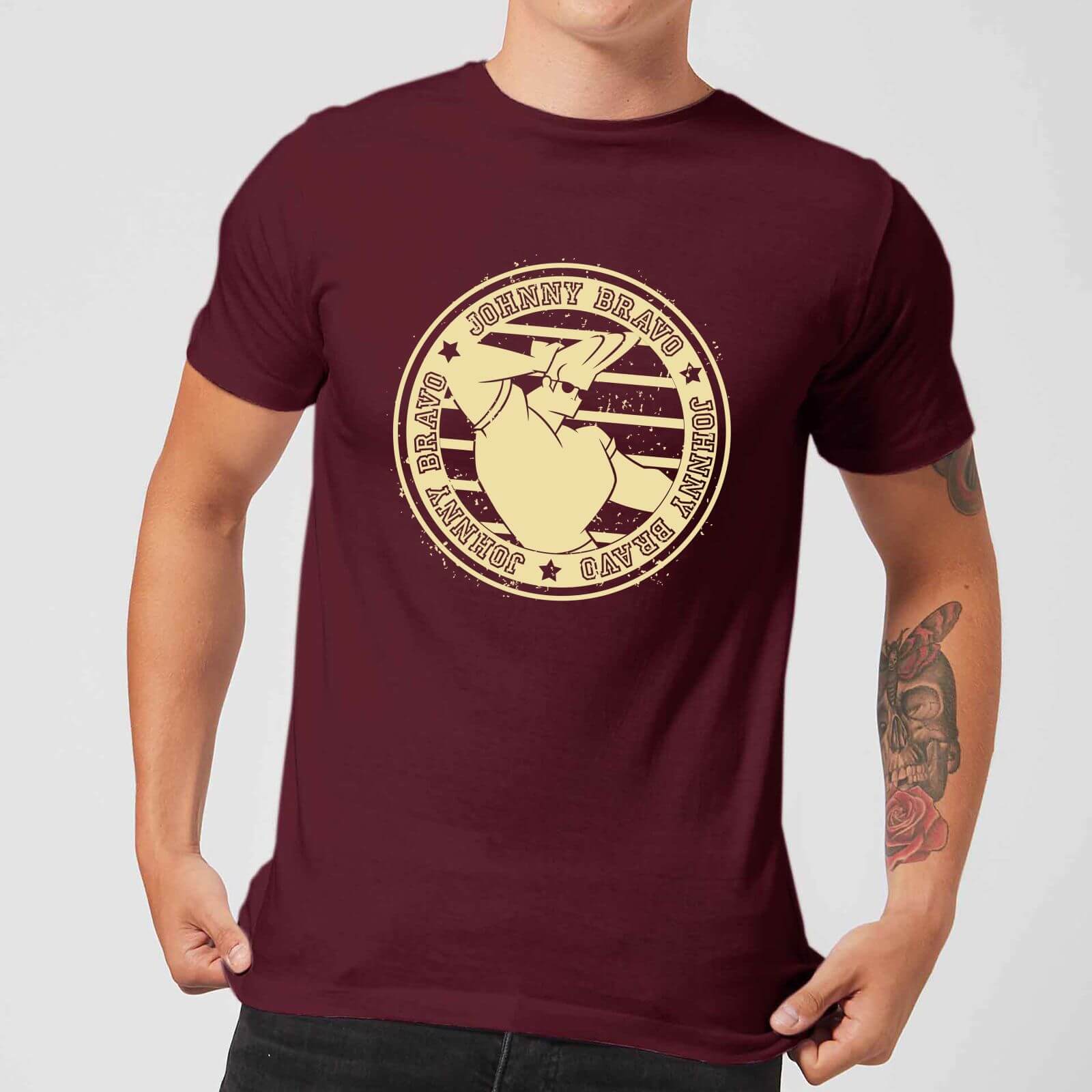 

Johnny Bravo Sports Badge Men's T-Shirt - Burgundy - S