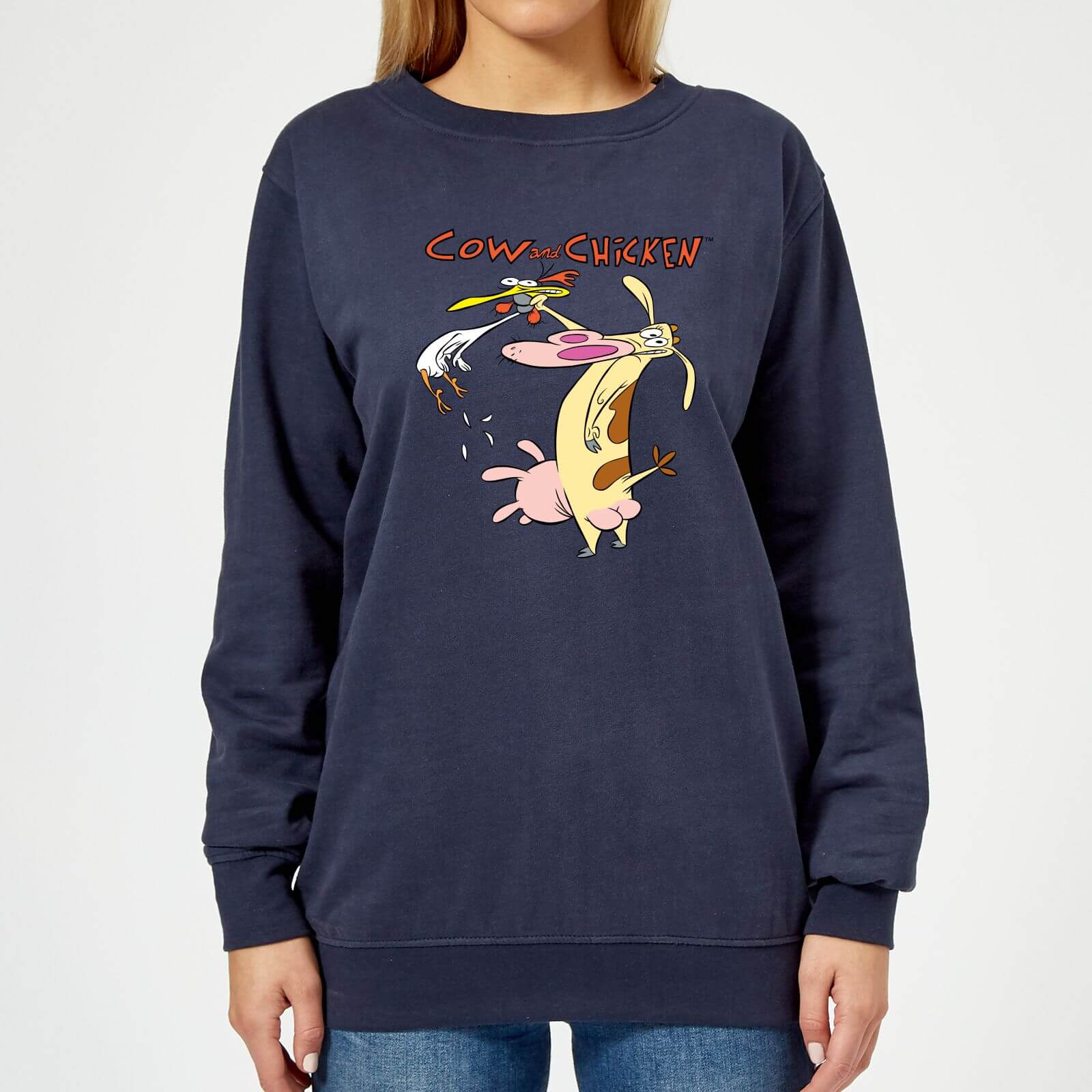 

Cow and Chicken Characters Women's Sweatshirt - Navy - XL