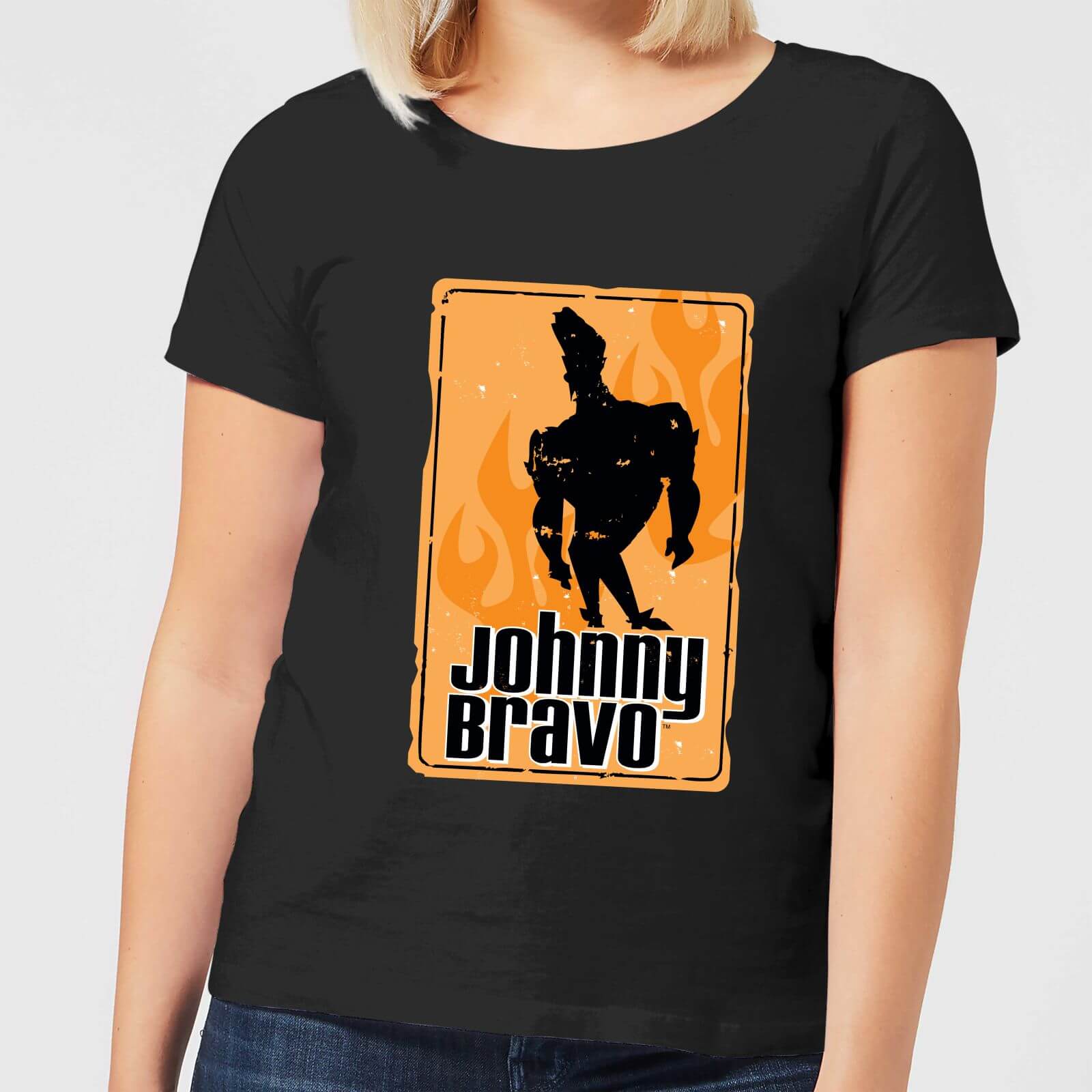 Johnny Bravo Fire Women's T-Shirt - Black - S - Zwart